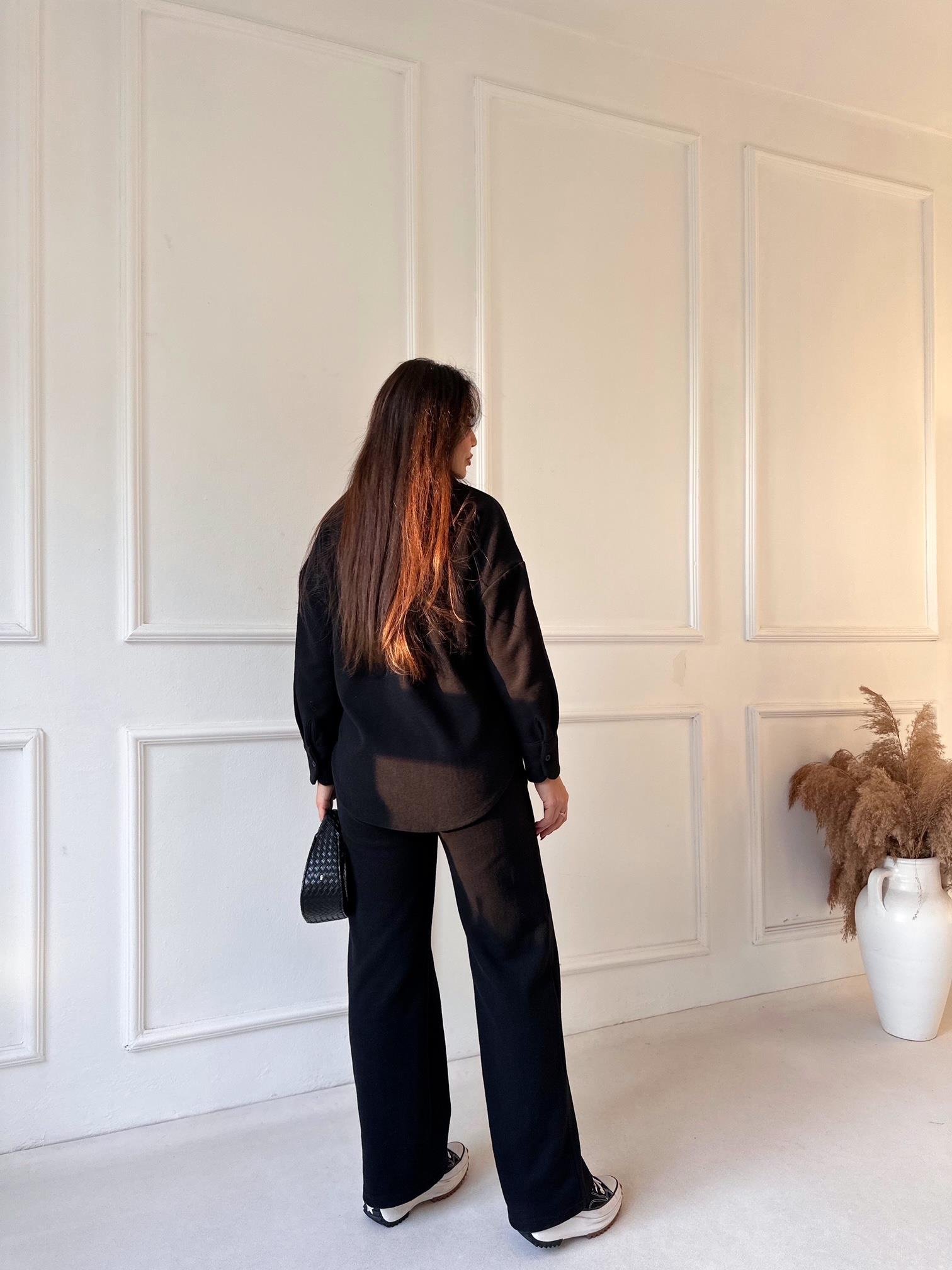 Luna Comfort Pantolon ve Gömlek Takım - Siyah