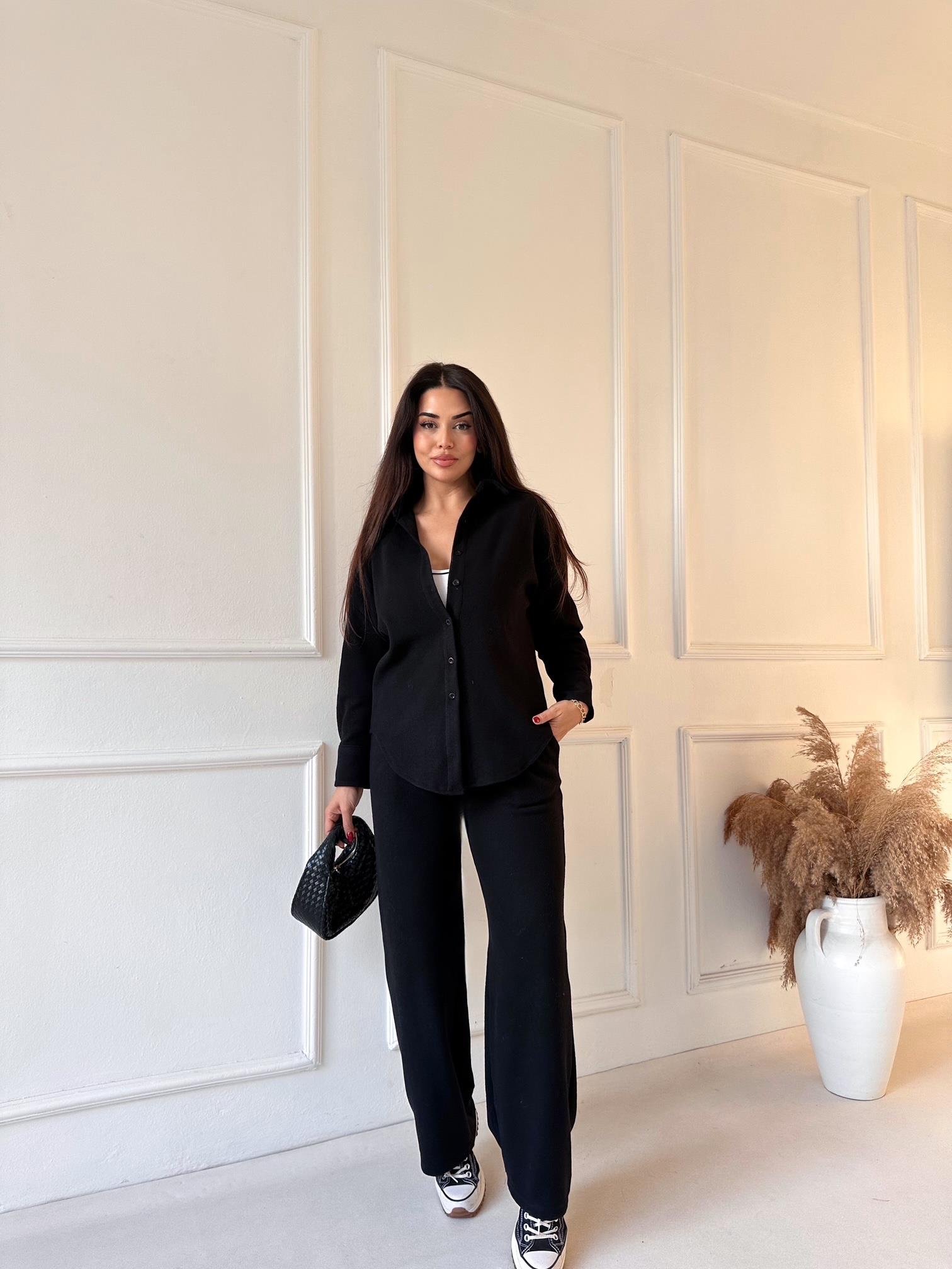 Luna Comfort Pantolon ve Gömlek Takım - Siyah