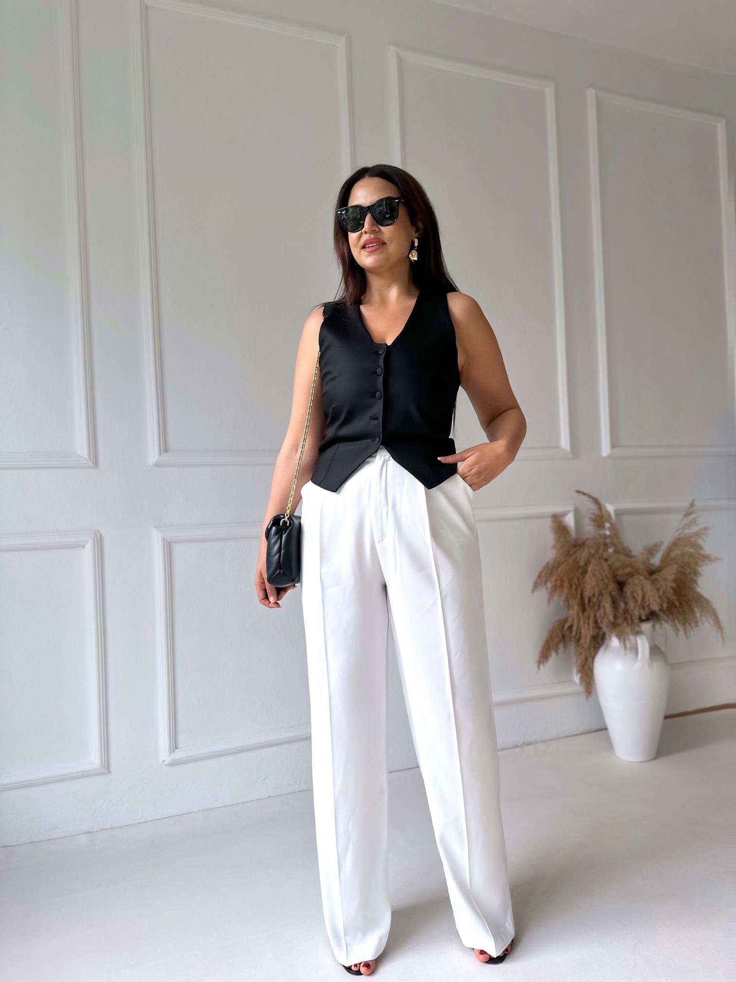 Lüx Kalite Astarlı Kumaş Yelek Siyah