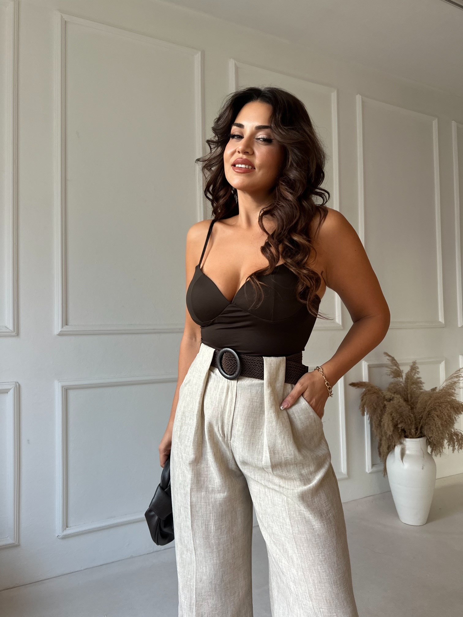 Marka Model Gloplu Korse Tarzı Kahve Bluz