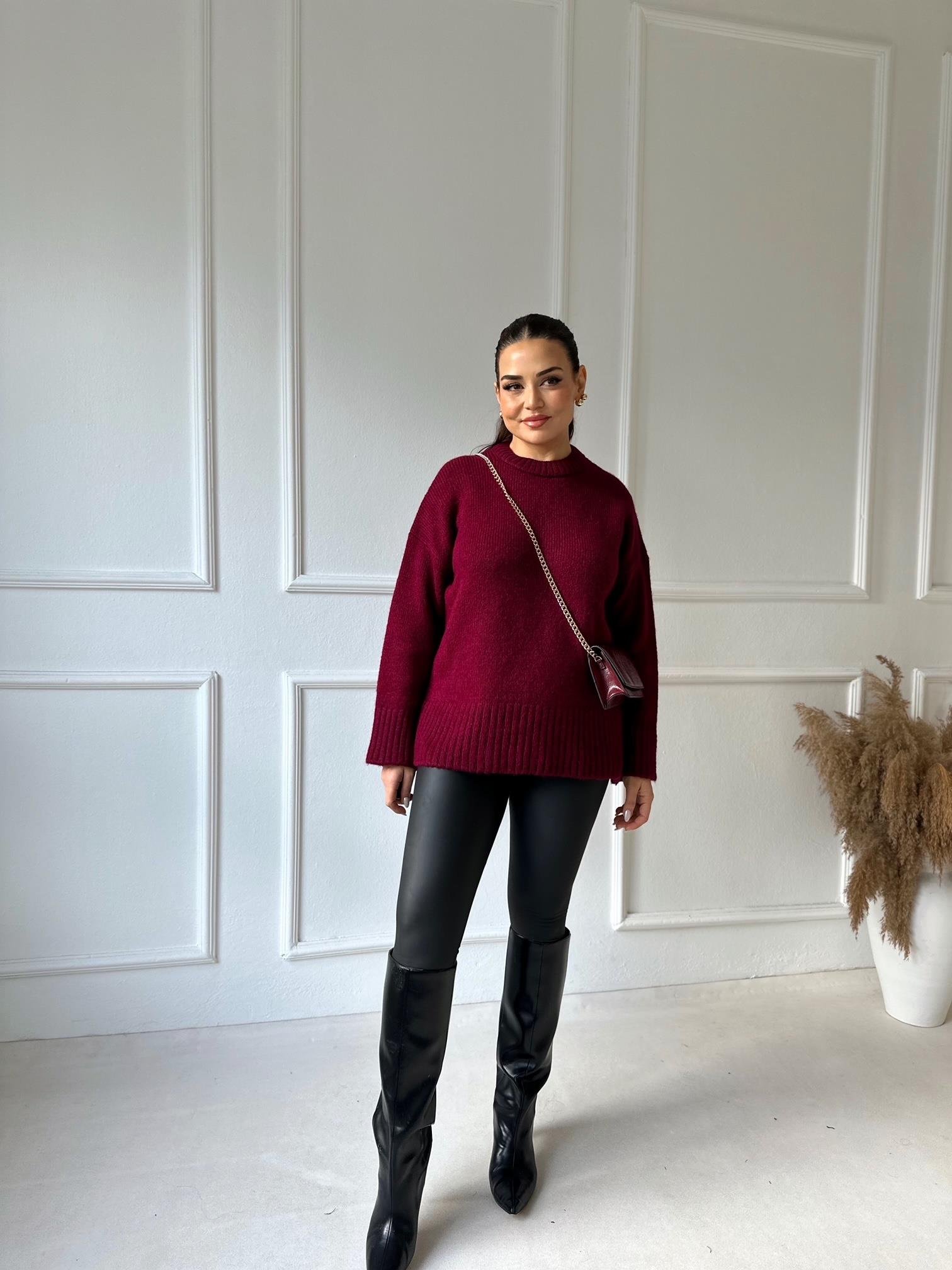 Mat Deri Kalın Lastikli Toparlayıcı Tayt - Siyah