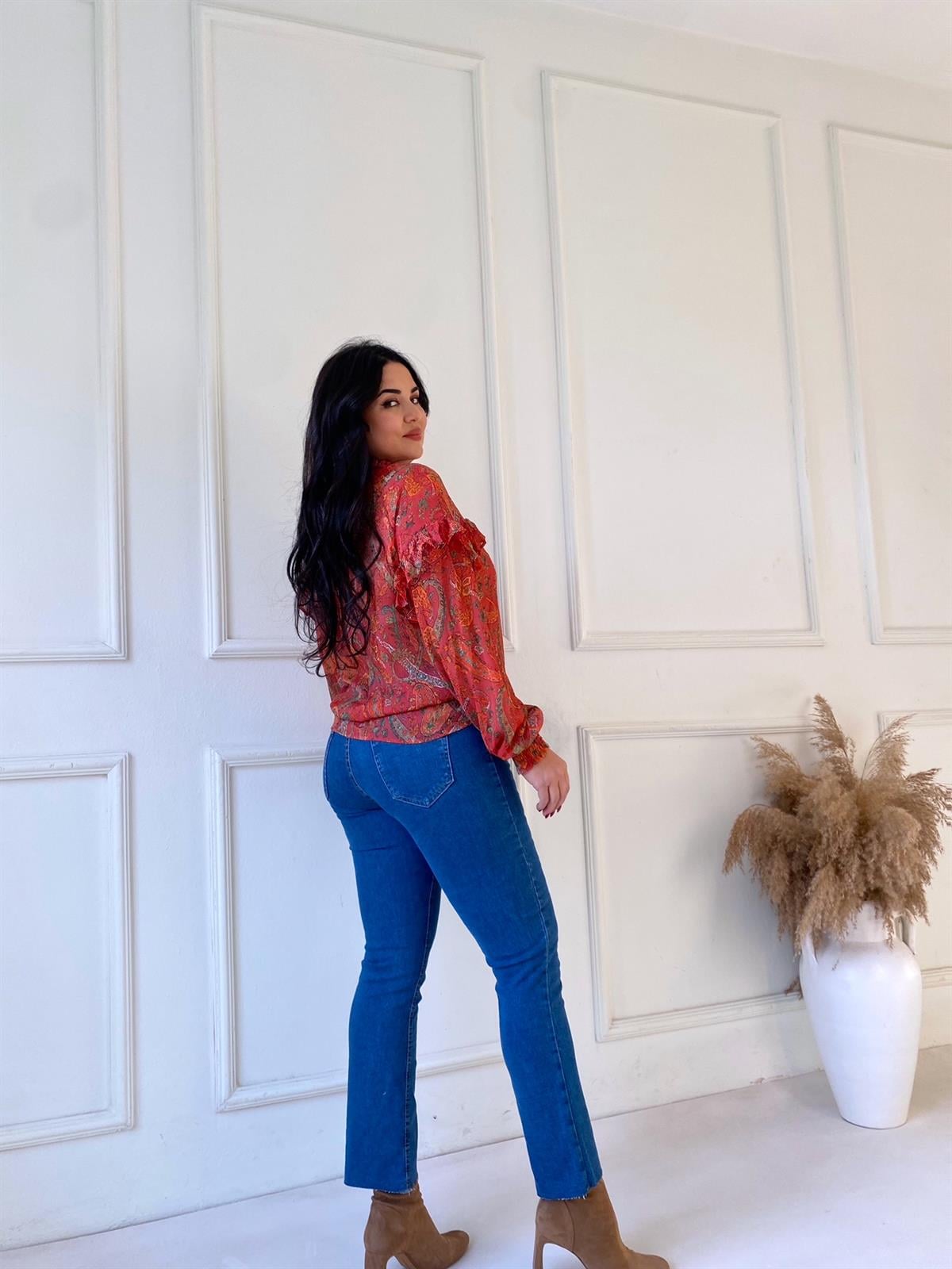 Mavi Yarım İspanyol Paça Jean