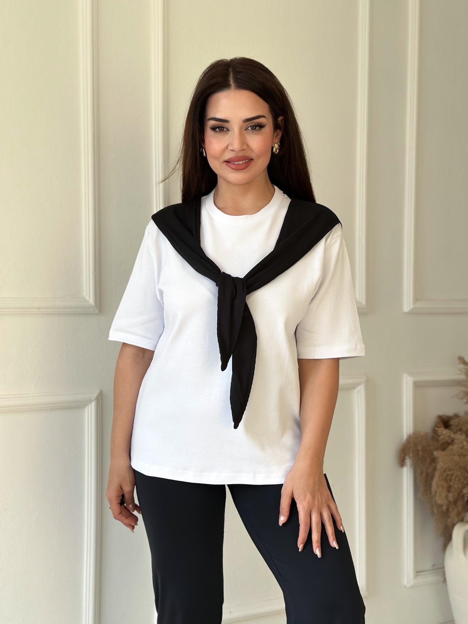 Nora Riviera Bağlama Detaylı Tişört - Beyaz