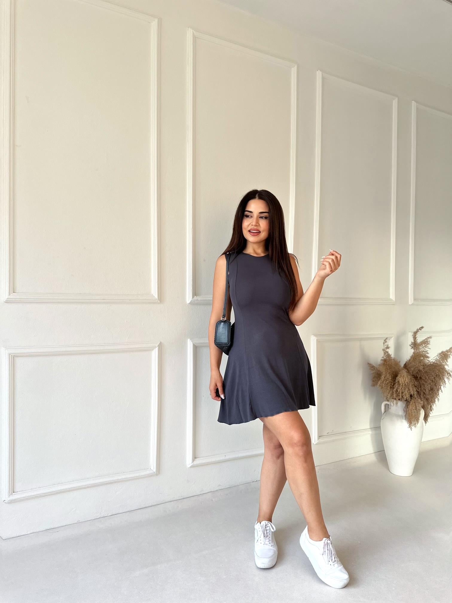 Nora Soft Fit Mini Elbise - Antrasit