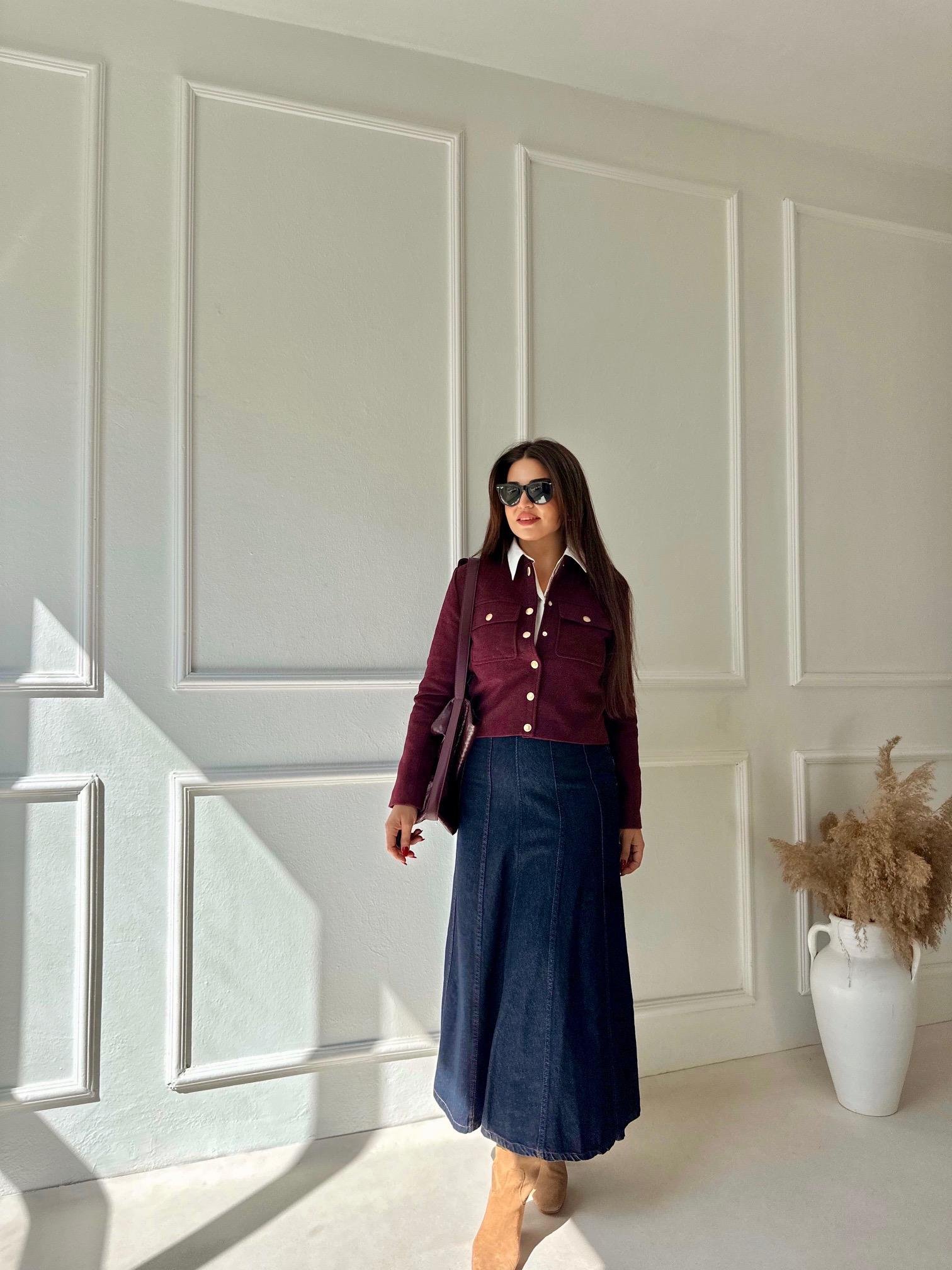 Orijinal Marka Bordo Kısa Gold Düğmeli Kaşe Ceket 