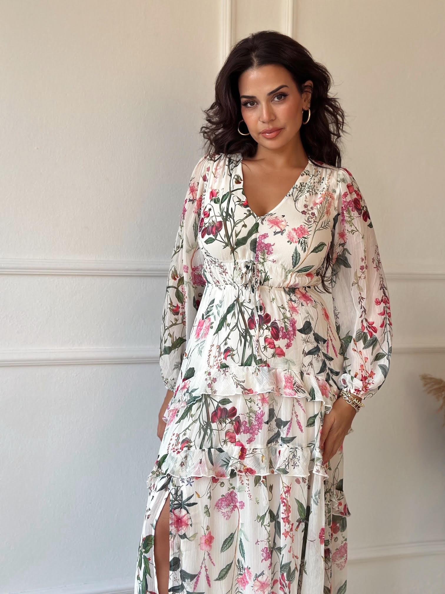 Orijinal Marka Çiçekli Şifon Maksi Elbise