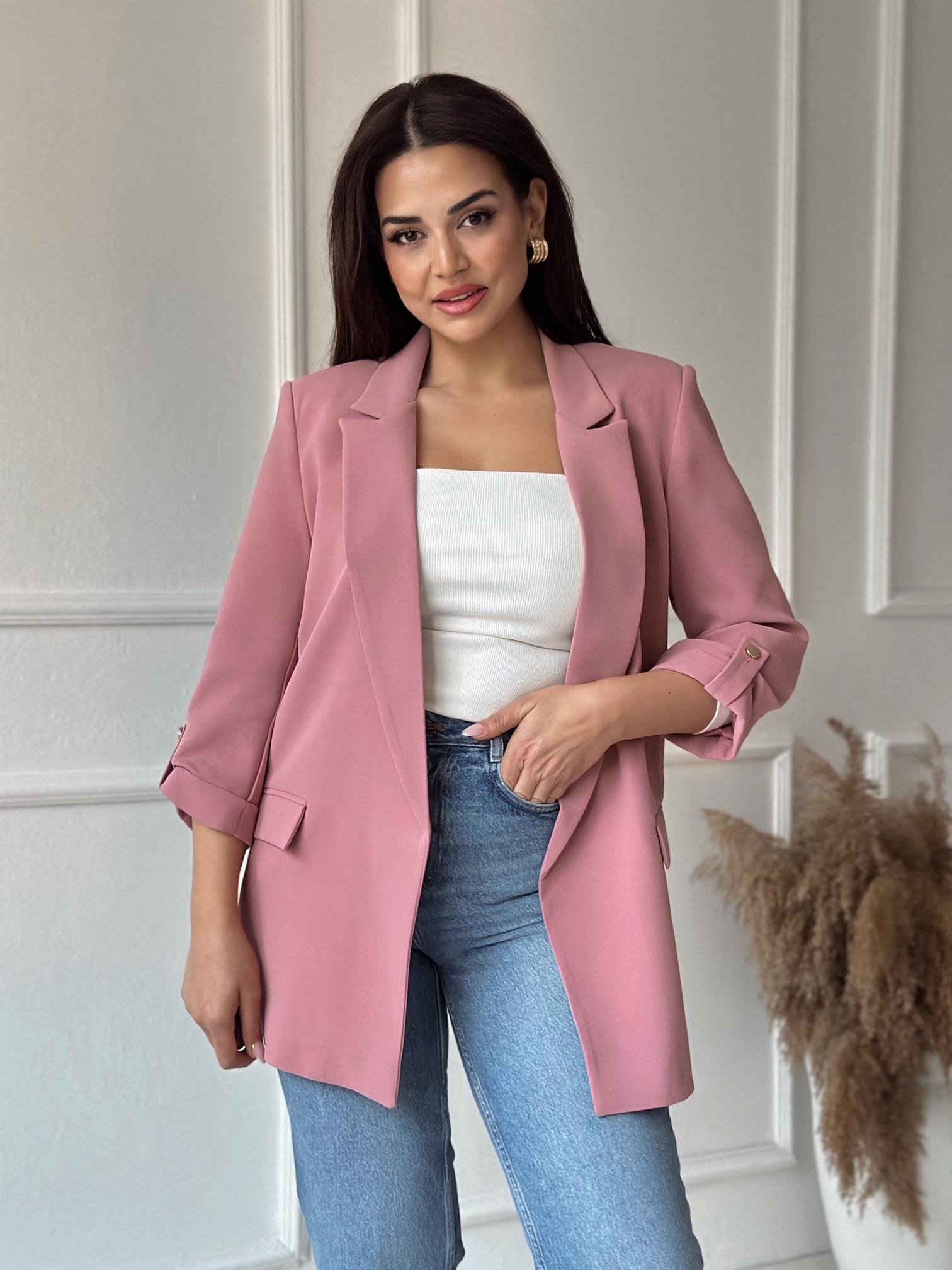 Orijinal Marka Kıvrık Kollu Blazer Ceket - Gül Kurusu