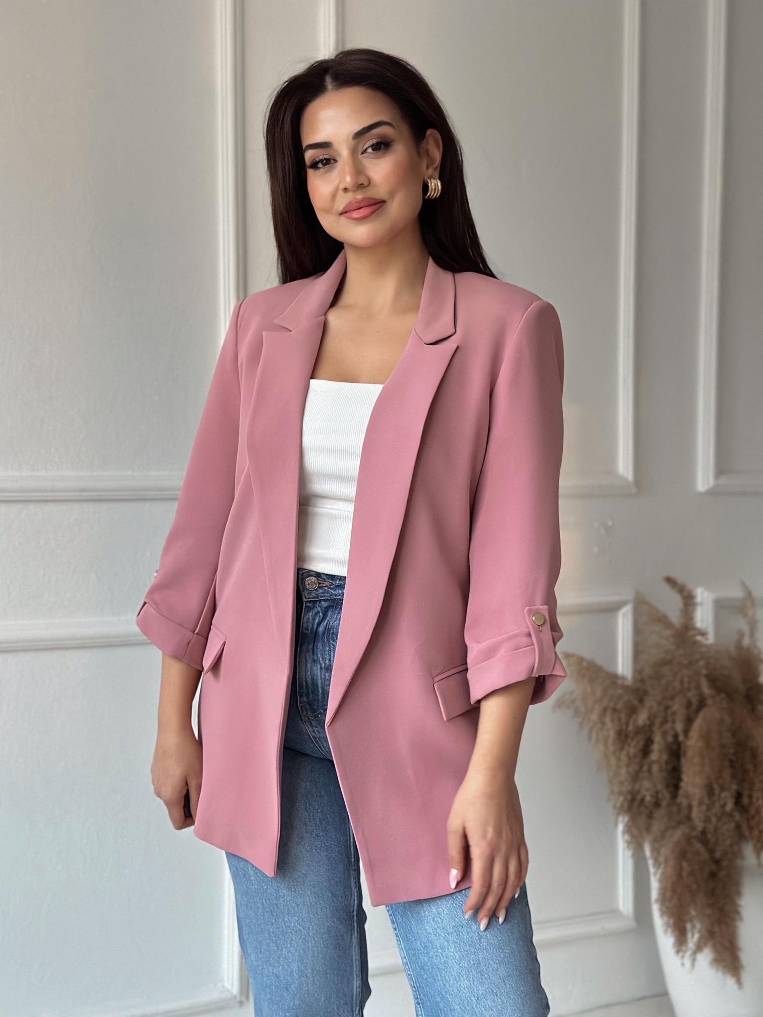 Orijinal Marka Kıvrık Kollu Blazer Ceket - Gül Kurusu