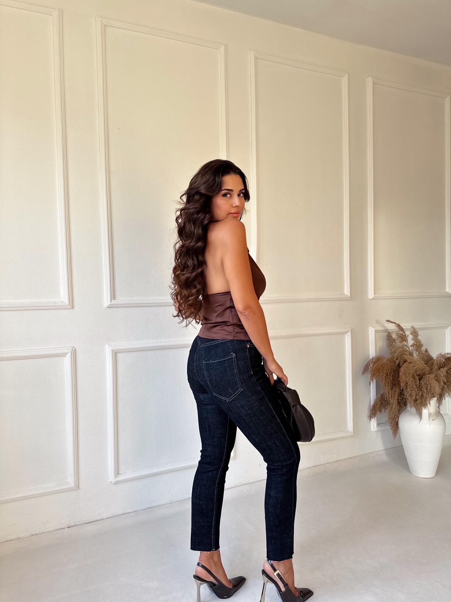 Orijinal Marka Tam Yüksek Bel Likralı Rinse Yıkama Boy Fit Jean | Nora Butik