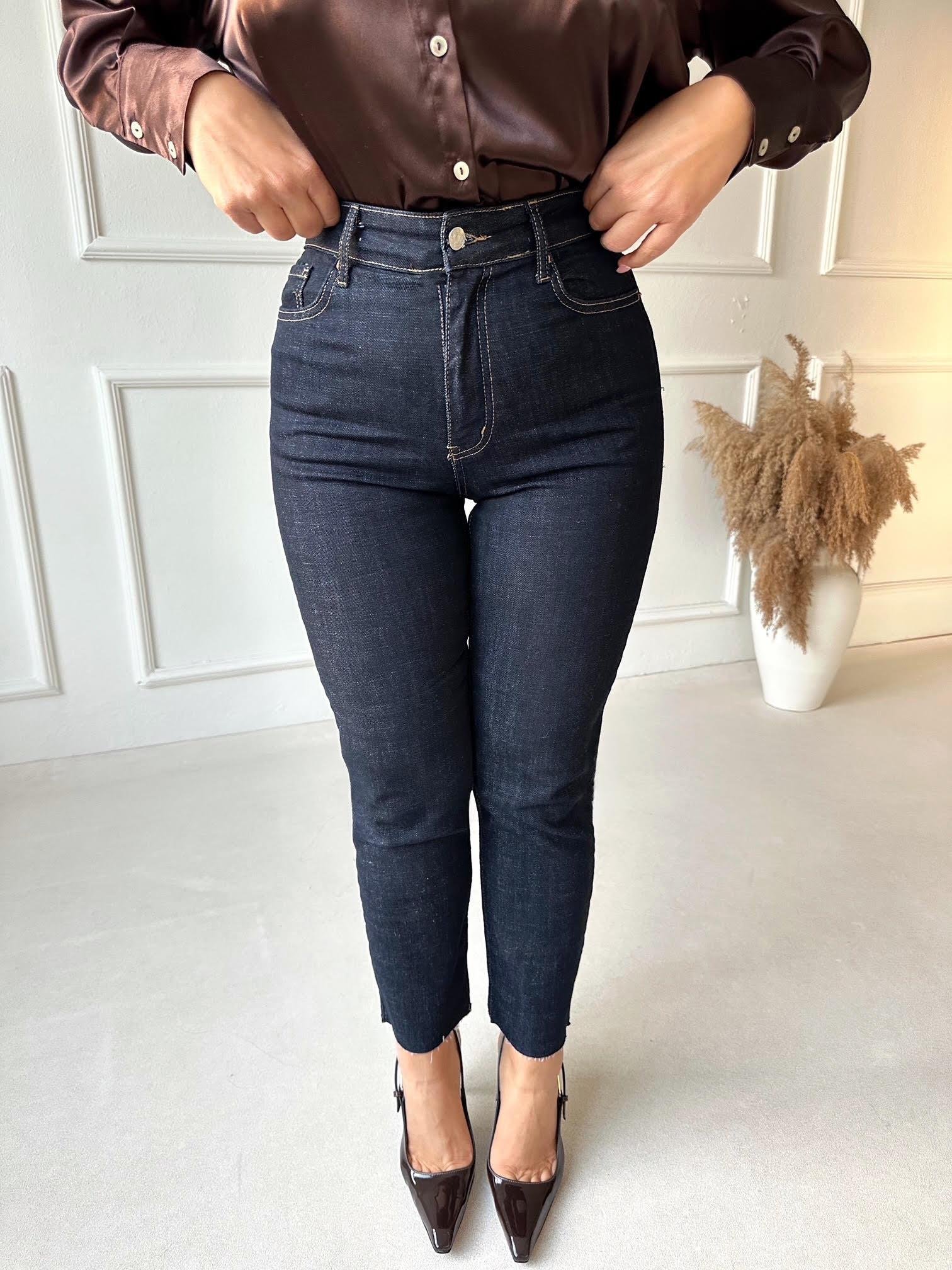 Orijinal Marka Tam Yüksek Bel Likralı Rinse Yıkama Boy Fit Jean