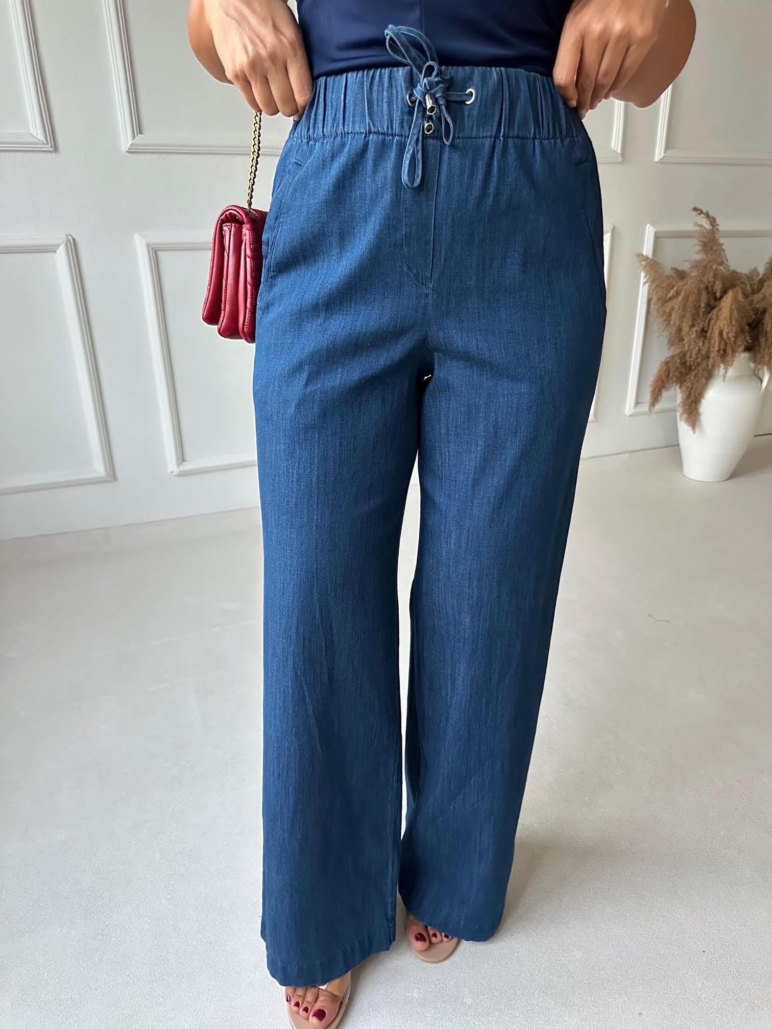 Orijinal Marka Tam Yüksek Bel Straight Fit Tensel Jean Pantolon 