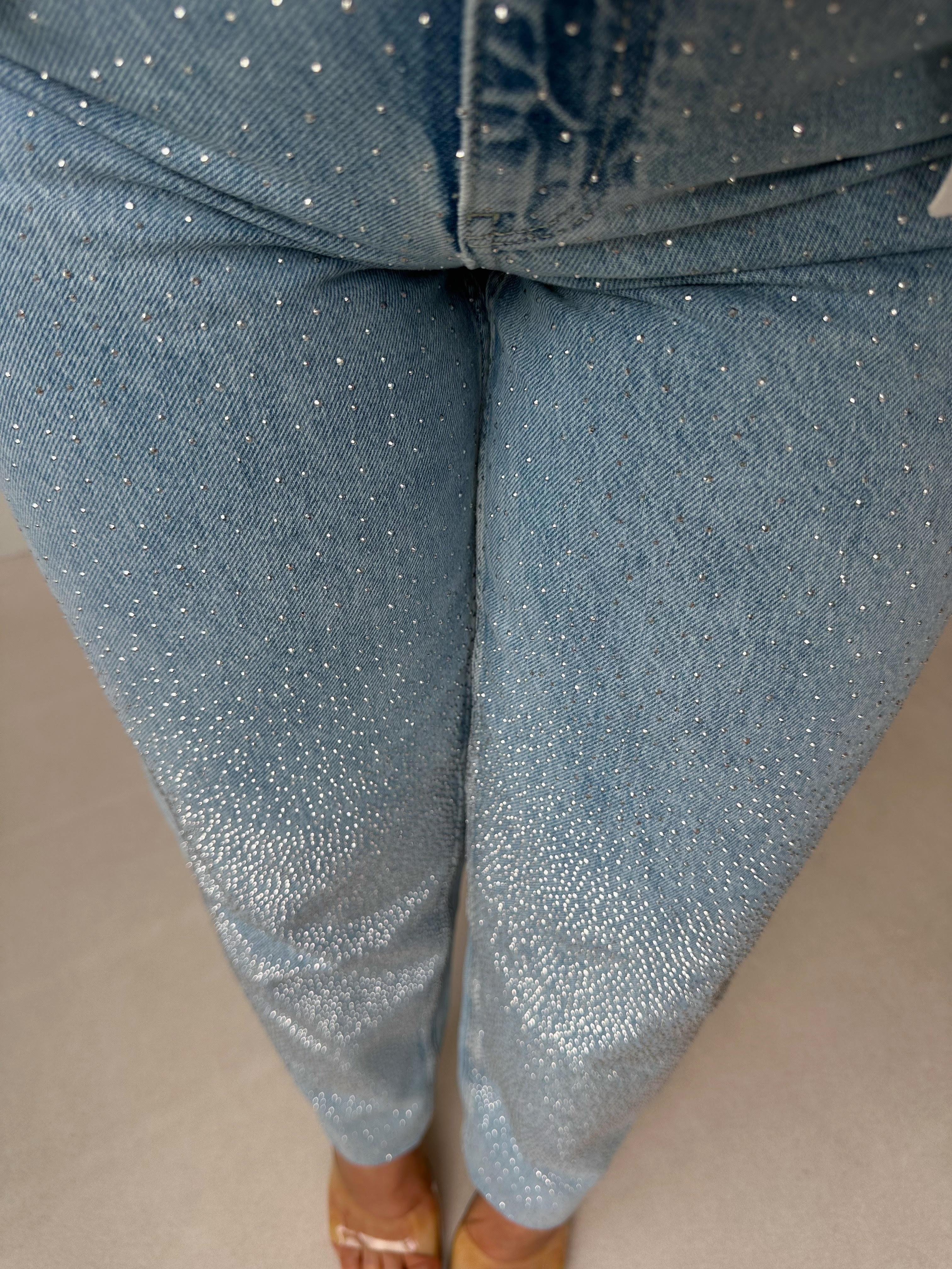 Orijinal Marka Taşlı Mom Jean