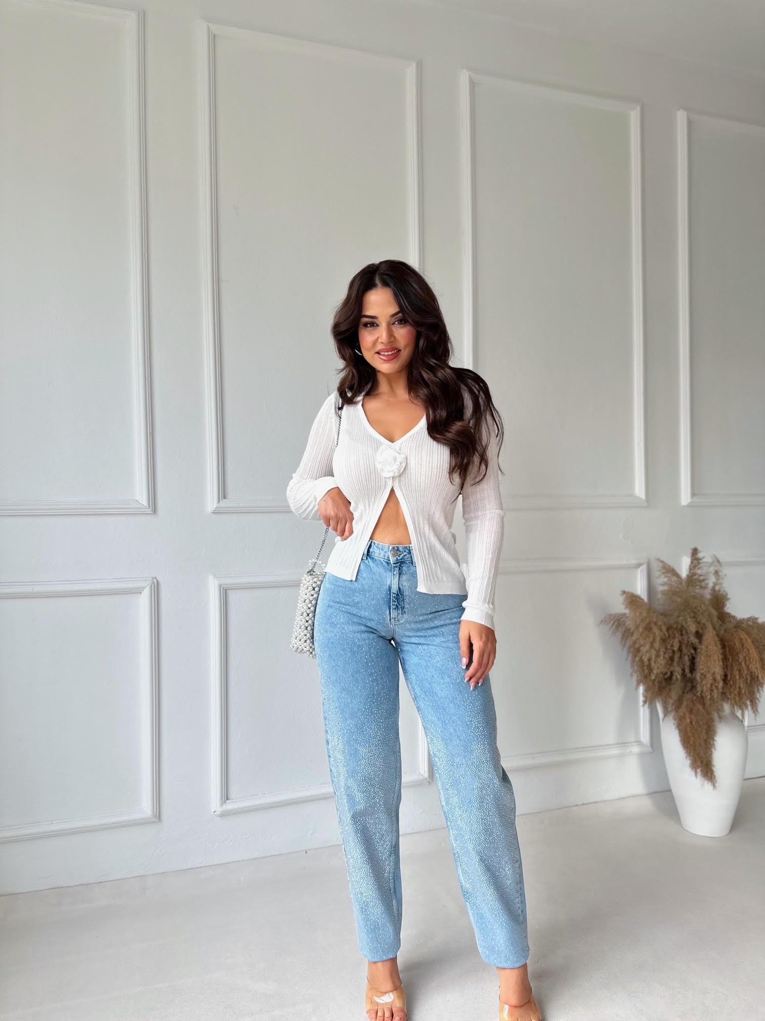 Orijinal Marka Taşlı Mom Jean