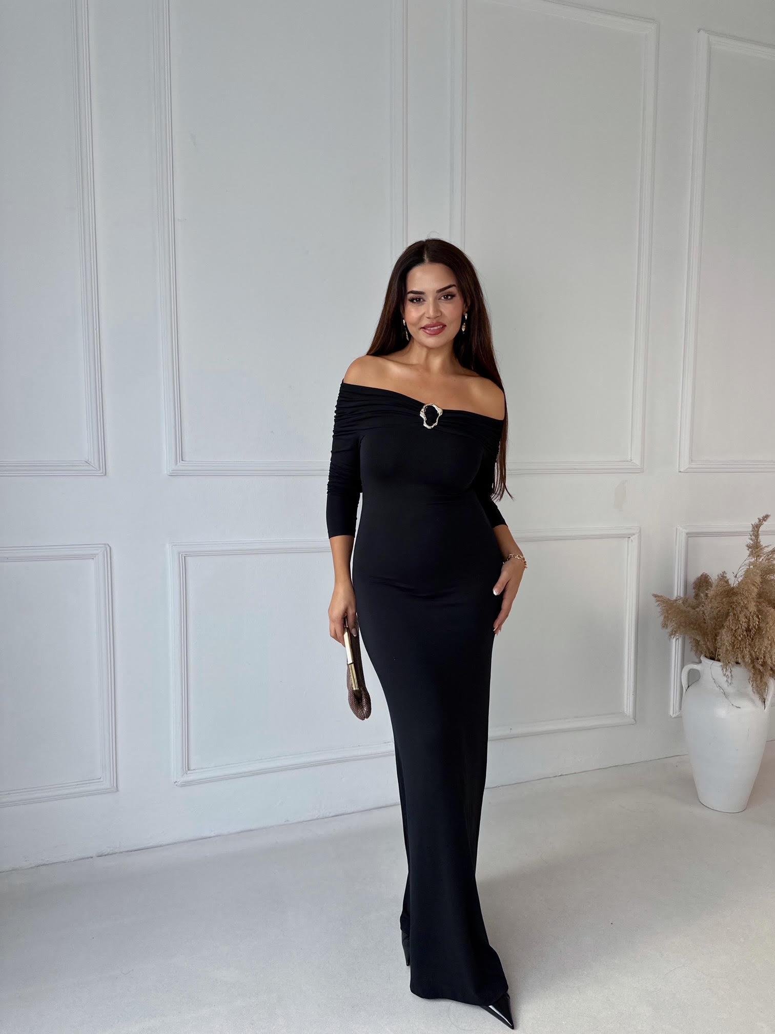 Orijinal Marka Tokalı Madonna Yaka Elbise 