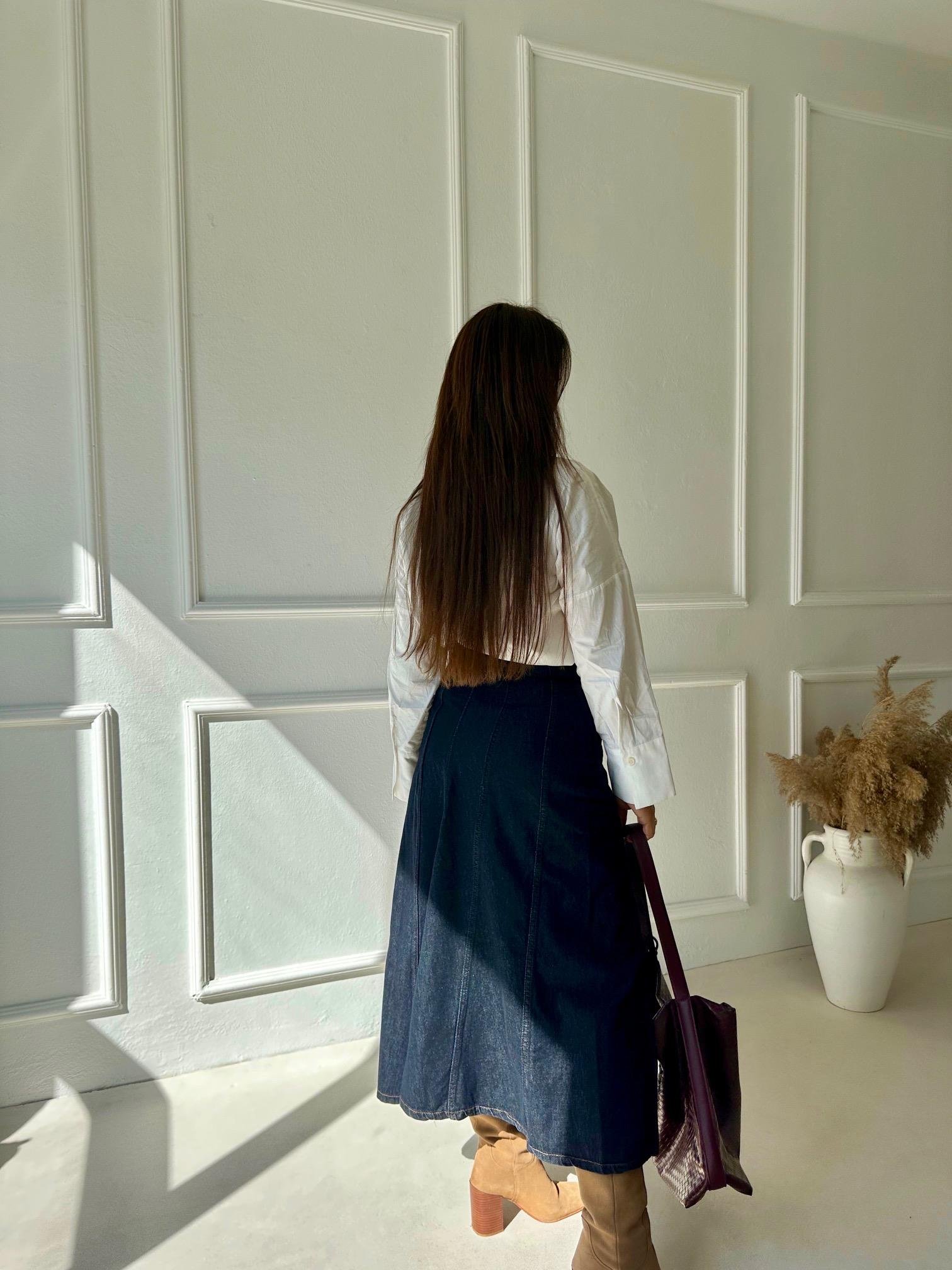 Orijinal Marka Yüksek Bel Maksi Jean Etek | Nora Butik