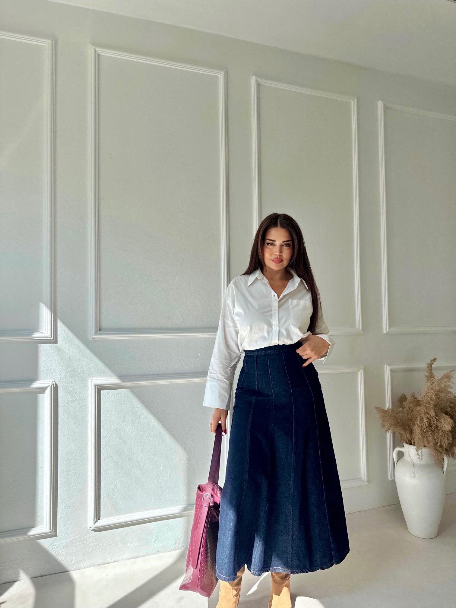 Orijinal Marka Yüksek Bel Maksi Jean Etek | Nora Butik