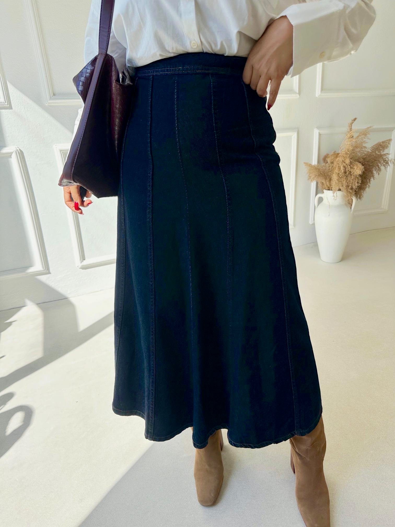 Orijinal Marka Yüksek Bel Maksi Jean Etek | Nora Butik
