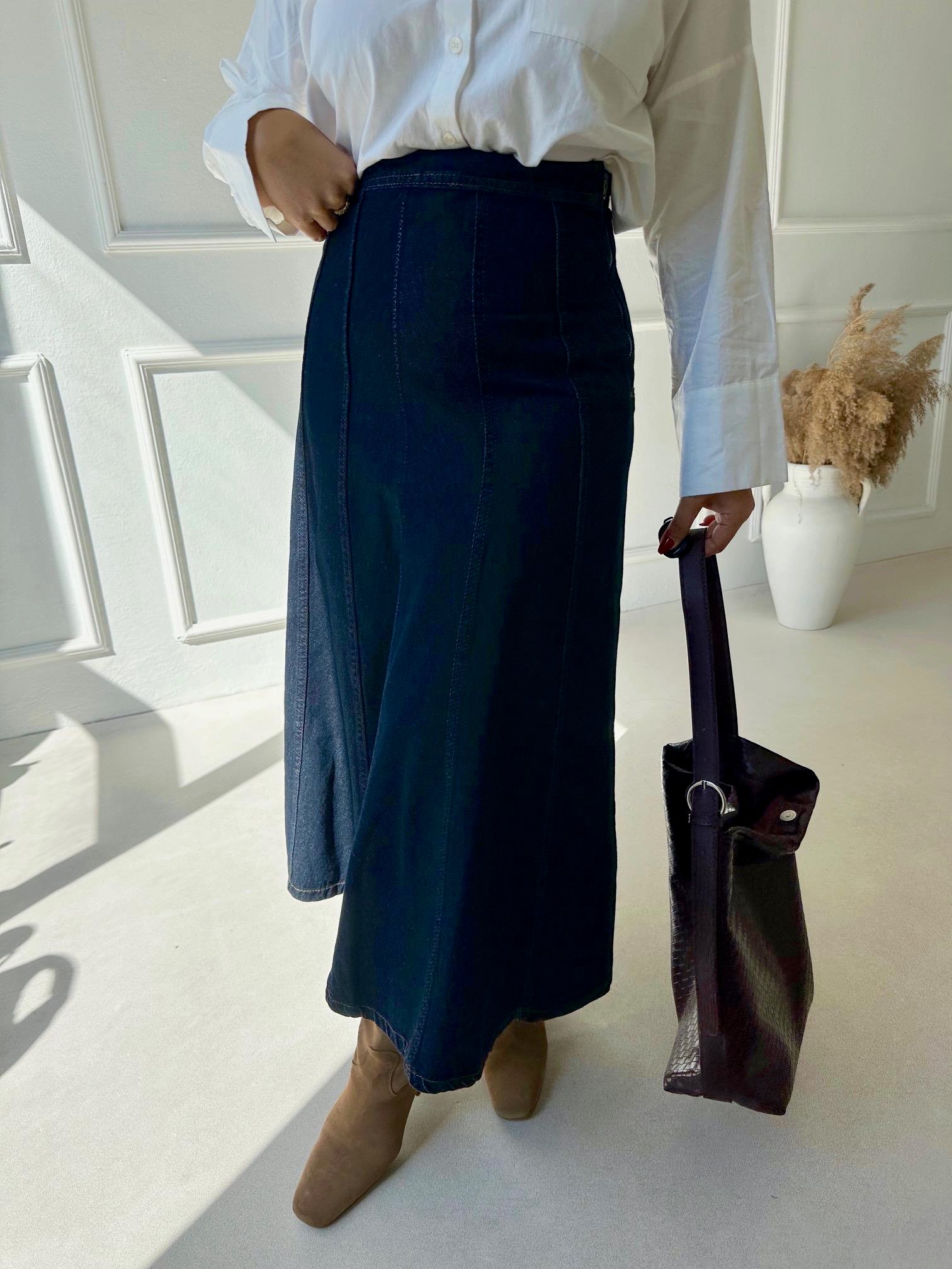 Orijinal Marka Yüksek Bel Maksi Jean Etek | Nora Butik