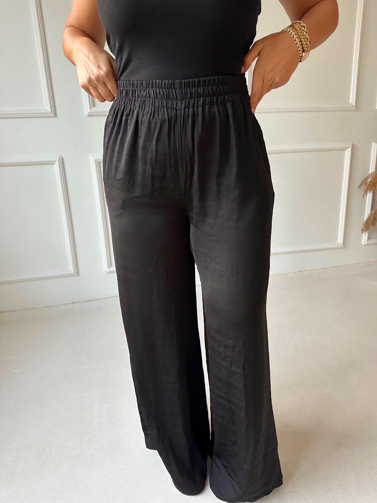 Orjinal Marka Tensel Bol Paça Pantolon - Siyah