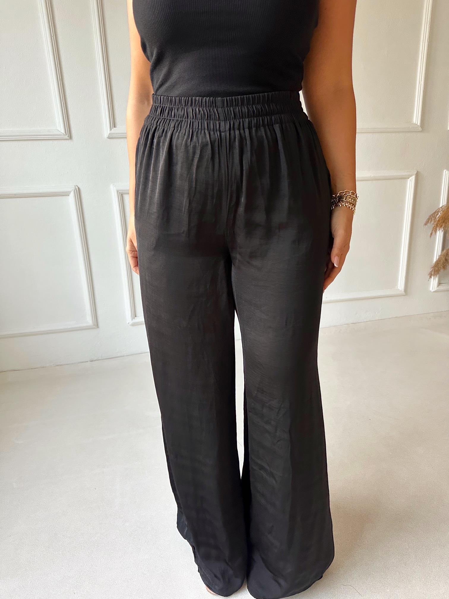 Orjinal Marka Tensel Bol Paça Pantolon - Siyah