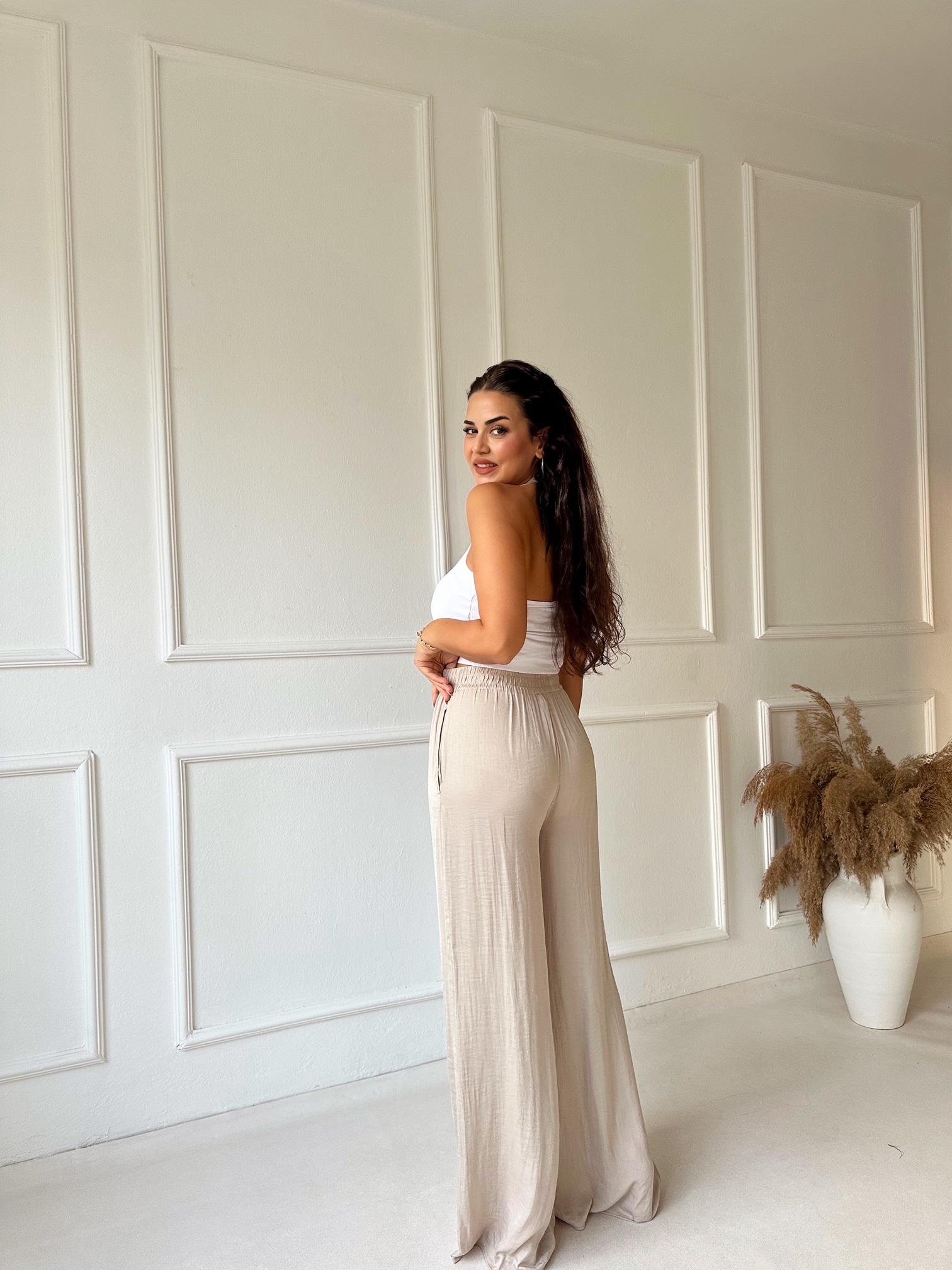 Orjinal Marka Tensel Bol Paça Pantolon Taş