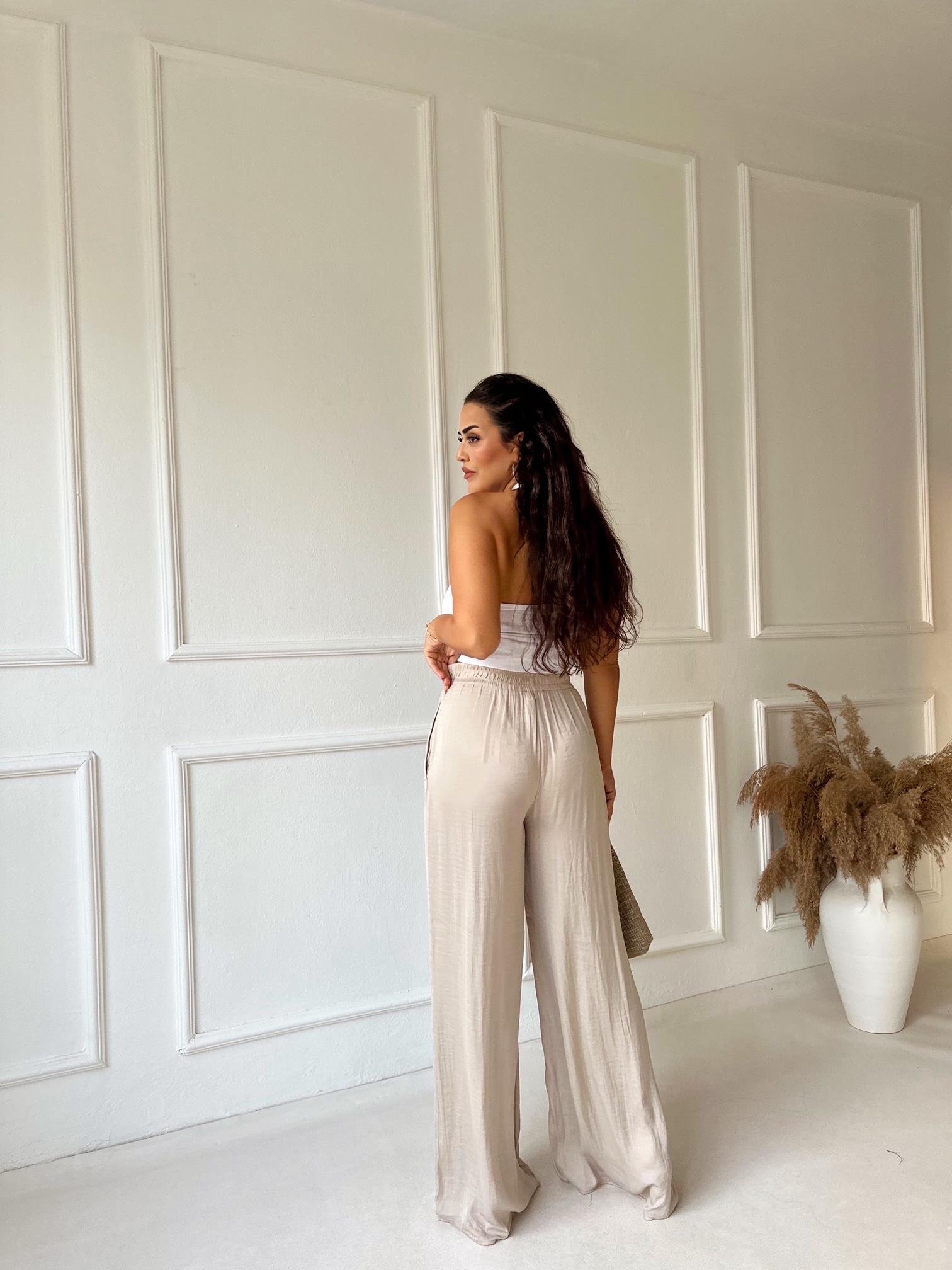 Orjinal Marka Tensel Bol Paça Pantolon Taş