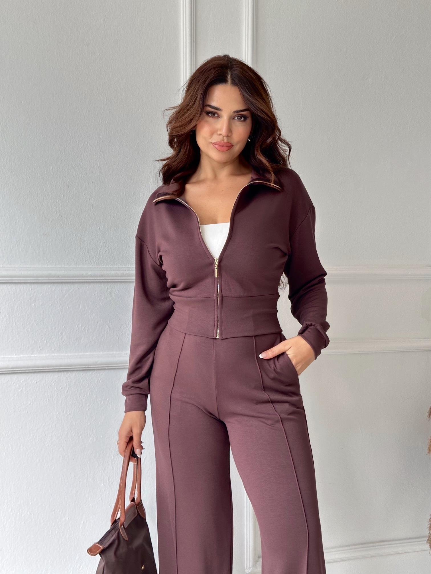 Oysho Kumaş Fermuarlı İkili Takım – Kahve