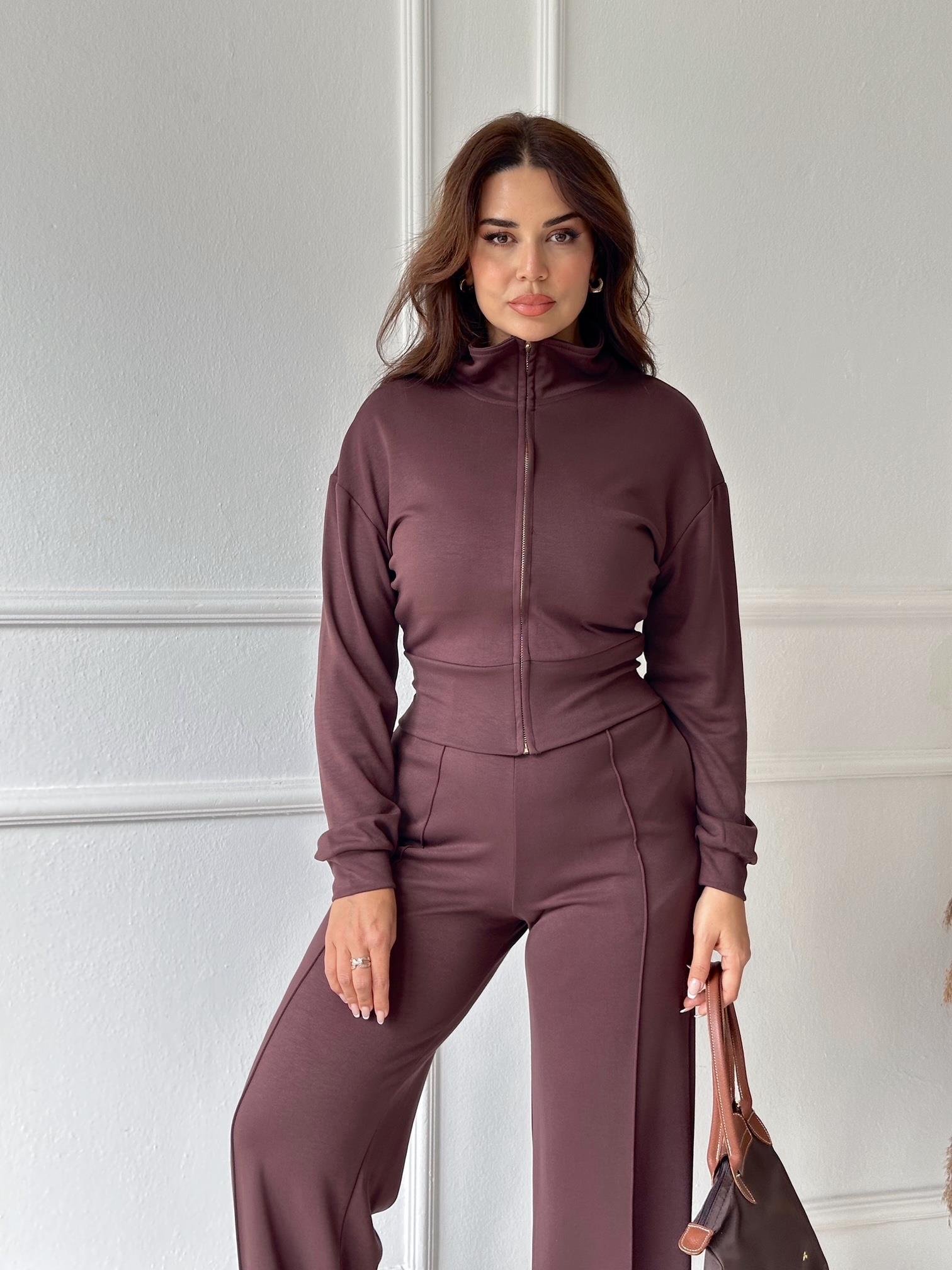 Oysho Kumaş Fermuarlı İkili Takım – Kahve