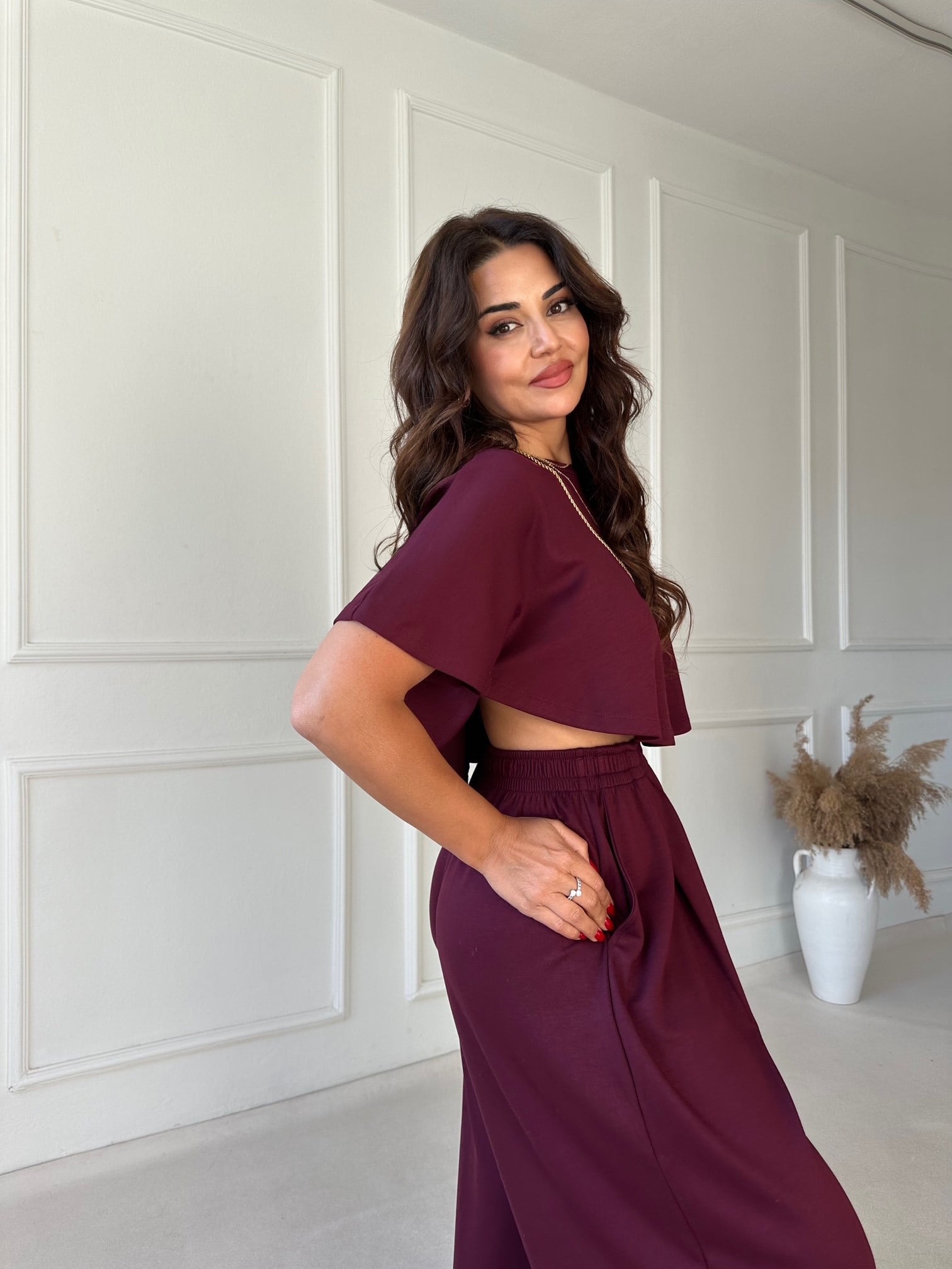Pelerin Modal Comfort Takım - Bordo