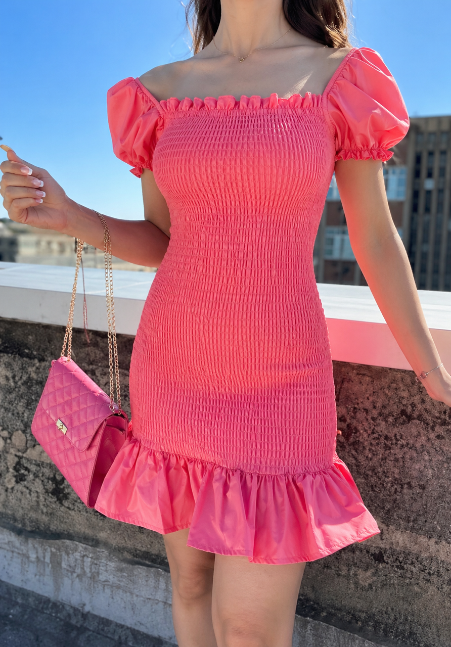 Pembe Gipeli Mini Elbise