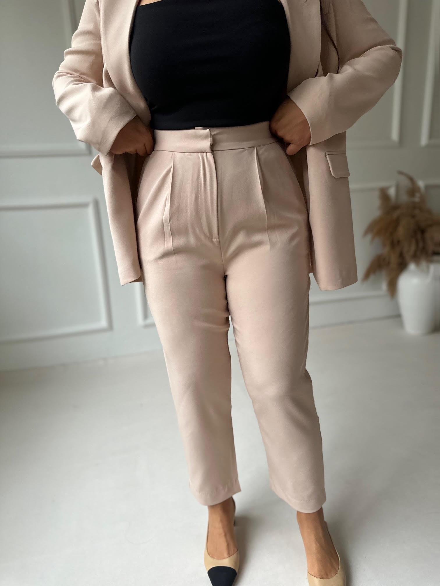 Premium Kalite Bej Beli Lastikli Havuç Pantolon 