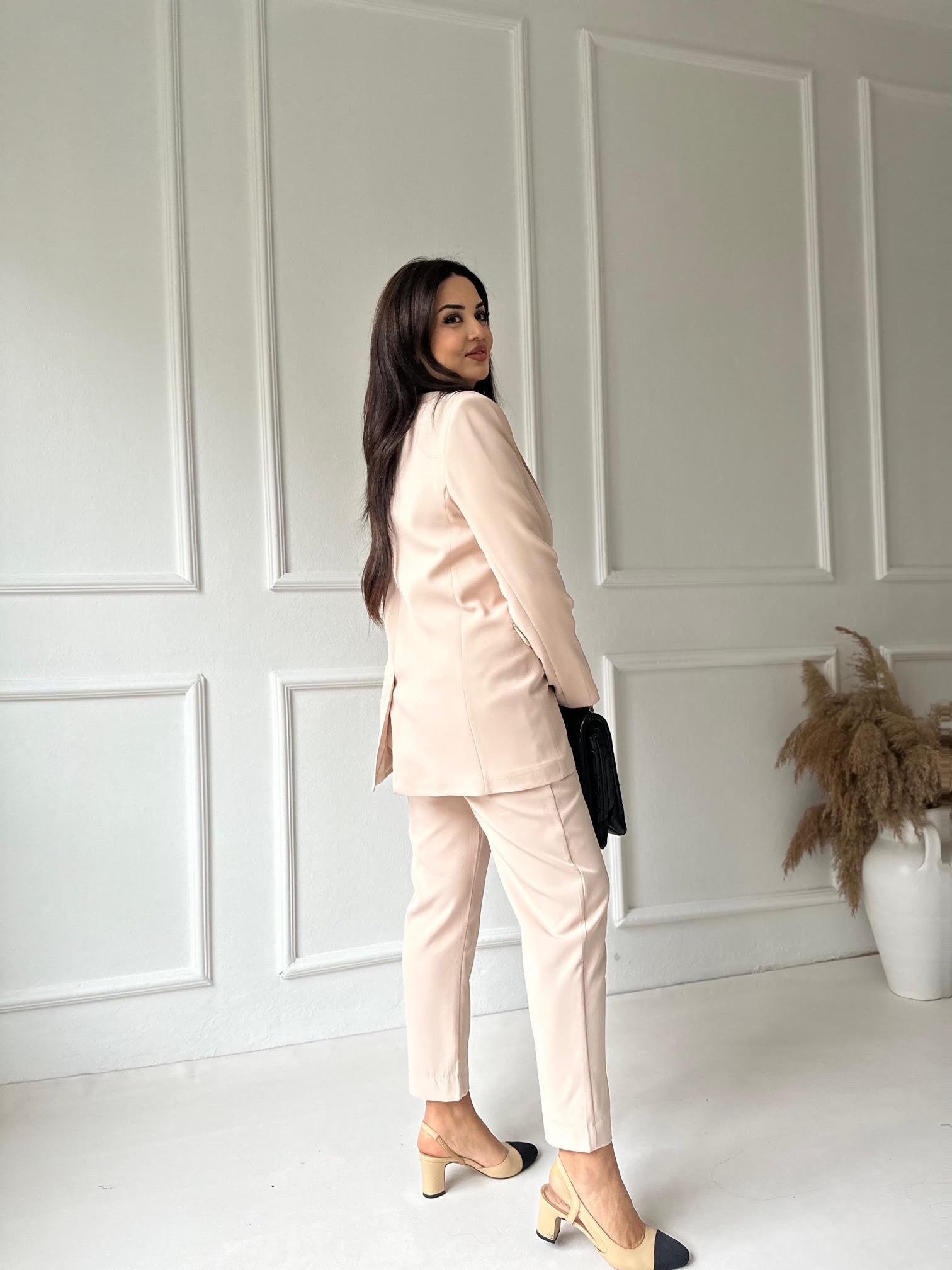 Premium Kalite Bej Beli Lastikli Havuç Pantolon 