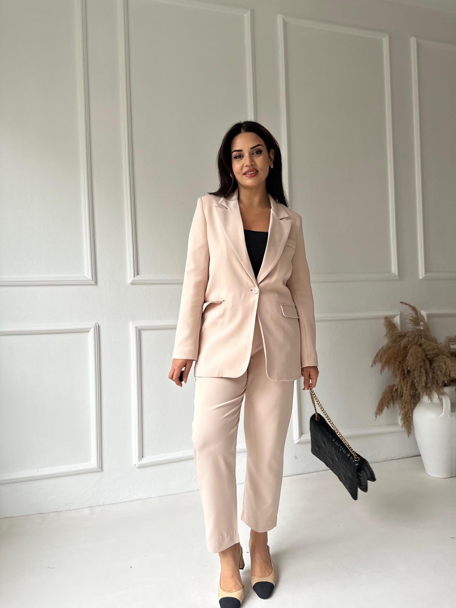 Premium Kalite Bej Beli Lastikli Havuç Pantolon 