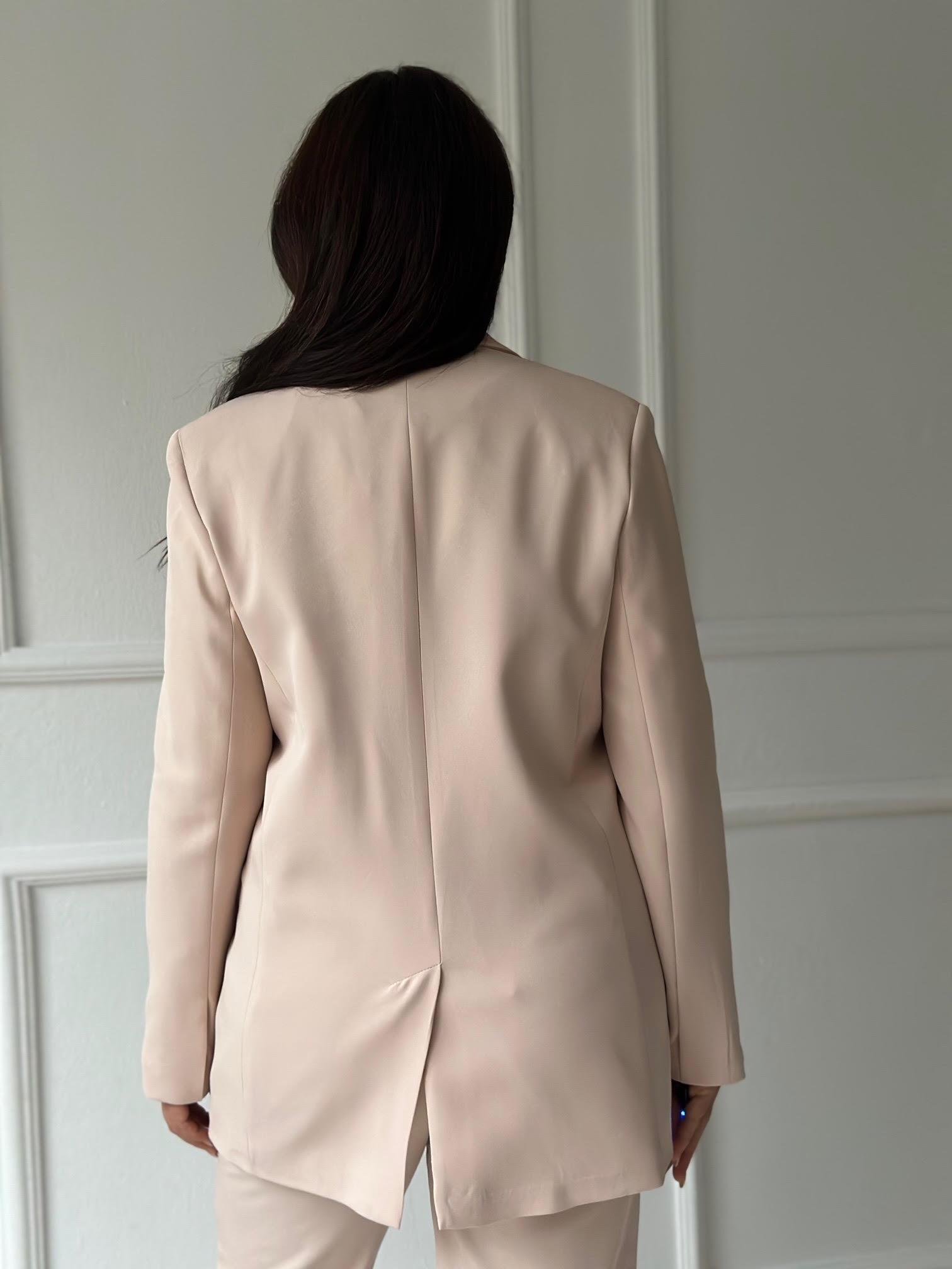 Premium Kalite Bej Tek Düğmeli Blazer Ceket 