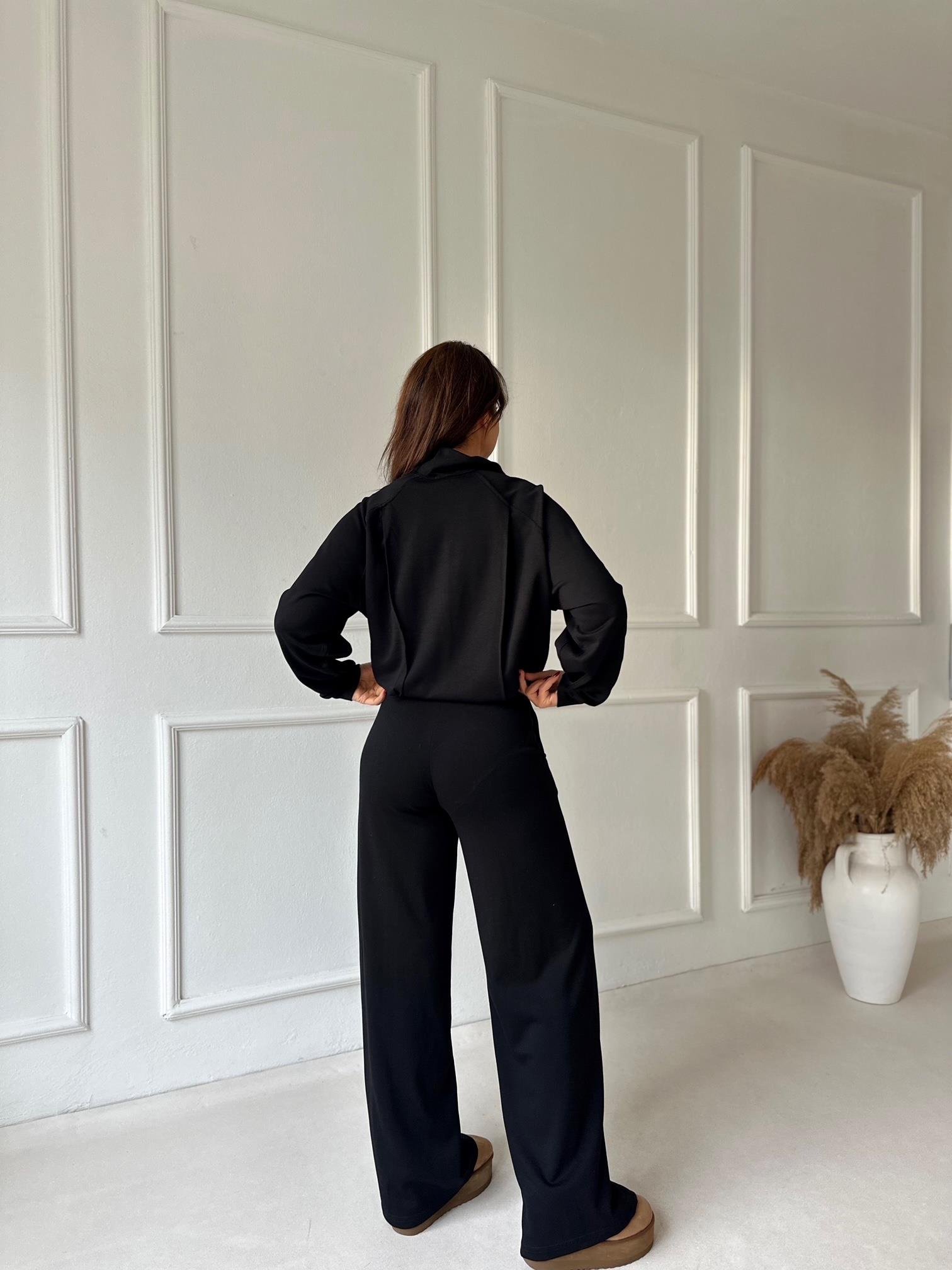 Premium Kalite Bomber Ceket & Bol Paça Pantolon Siyah Takım