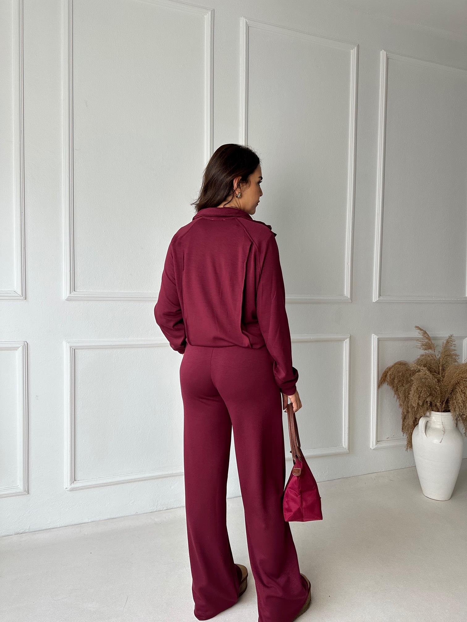 Premium Kalite Bomber Ceket & Bol Paça Pantolon Bordo Takım