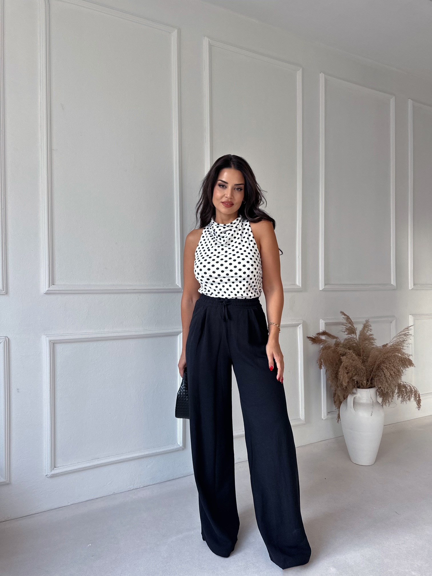 Premium kalite çift pileli keten pantolon - Nora Butik