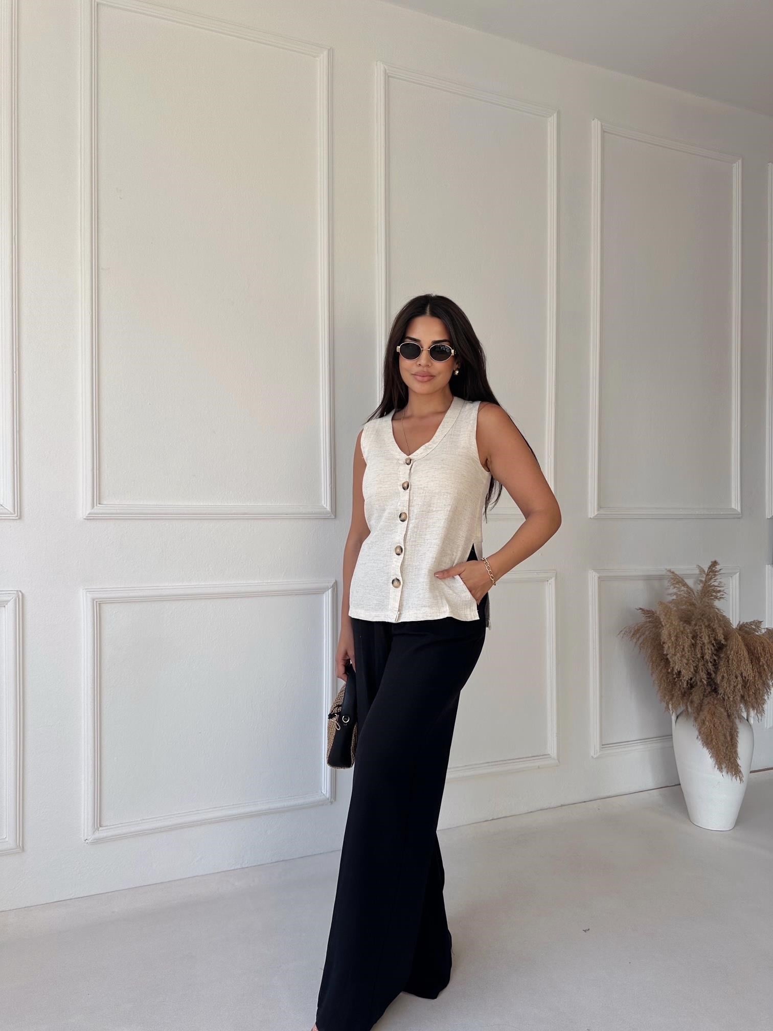 Premium Kalite Çift Pileli Keten Pantolon