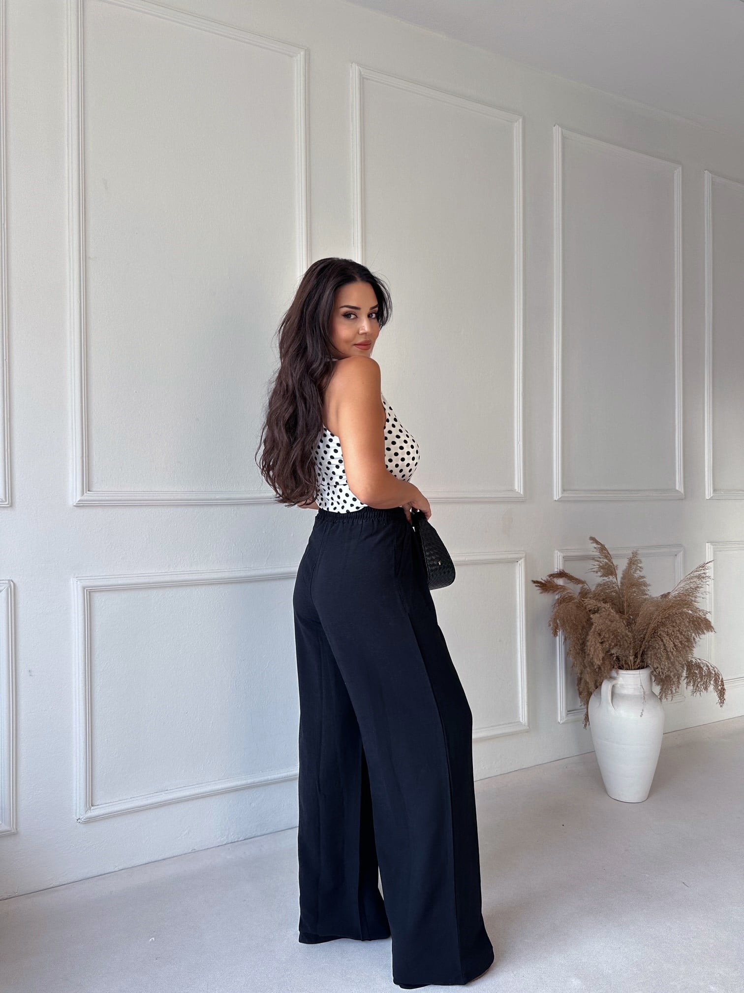 Premium kalite çift pileli keten pantolon - Nora Butik
