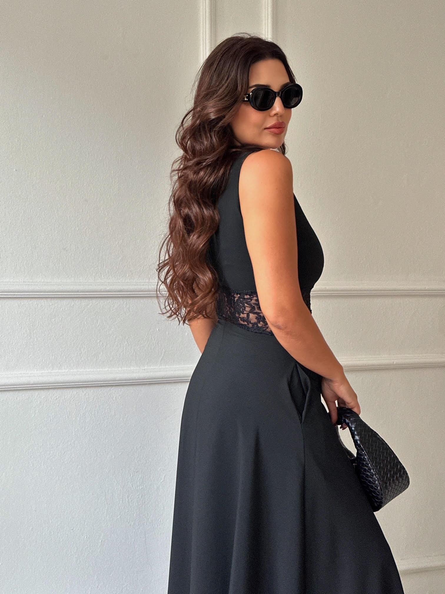 Premium Kalite Dantel Detaylı Kloş Etek Elbise 