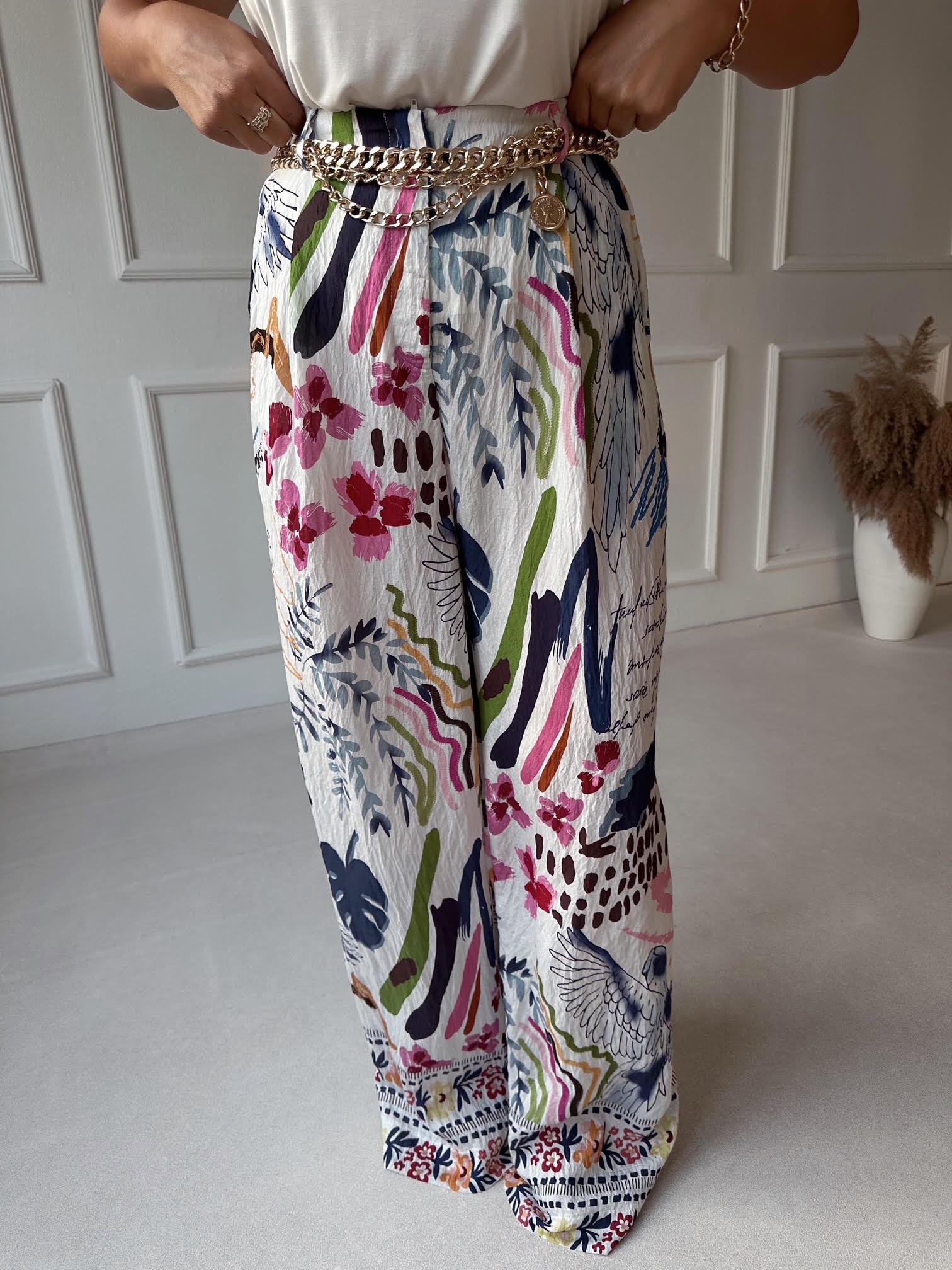 Premium Kalite Desenli Palazzo Pantolon