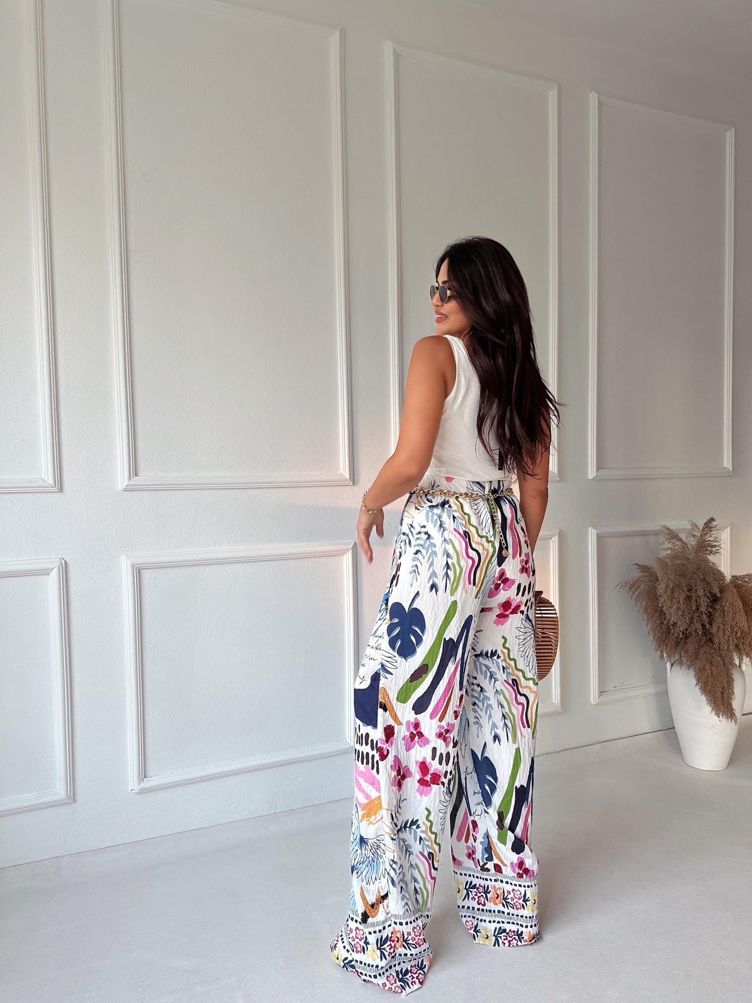 Premium Kalite Desenli Palazzo Pantolon