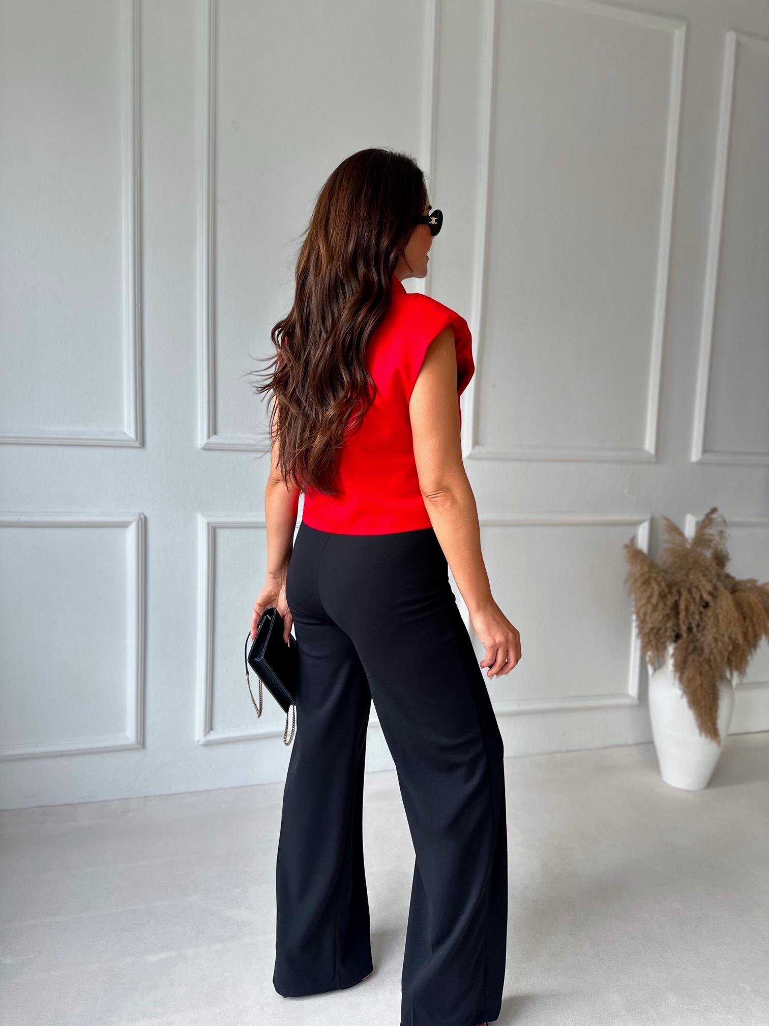 Premium Kalite Kontrast Dikiş Detaylı Yelek-Kırmızı