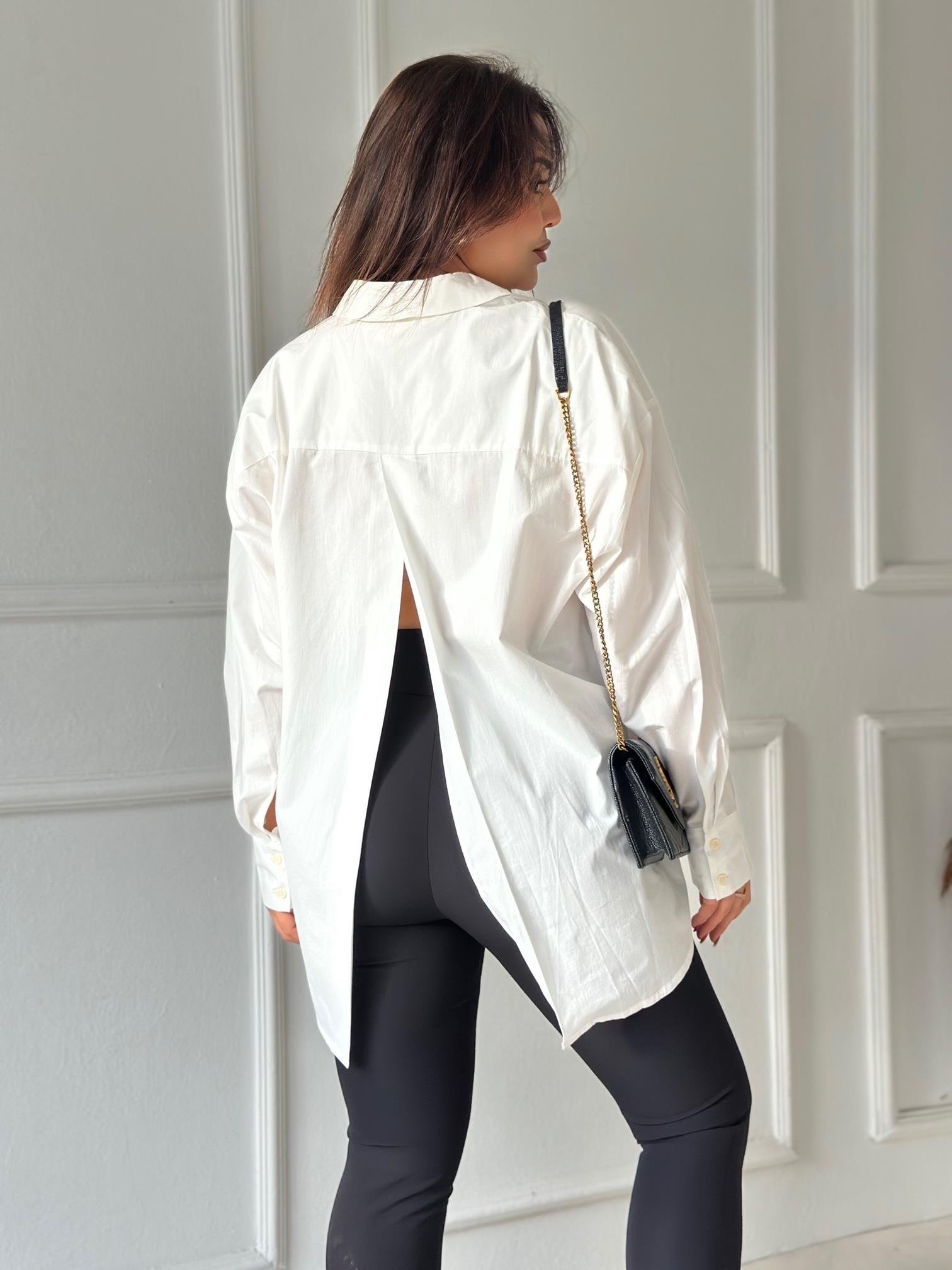 Premium Kalite Orijinal Marka Sırt Detaylı Pamuklu Poplin Gömlek | Nora Butik