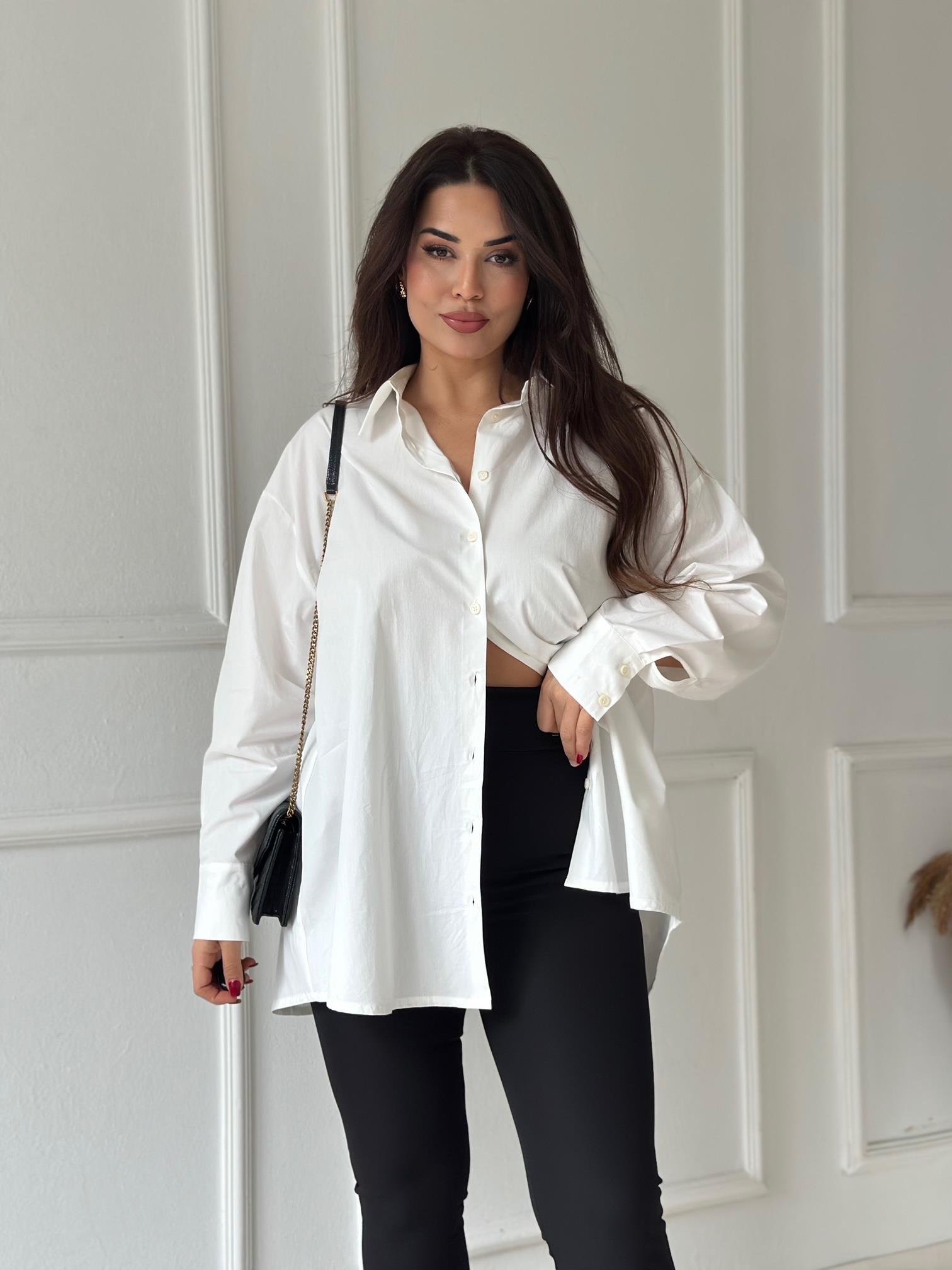 Premium Kalite Orijinal Marka Sırt Detaylı Pamuklu Poplin Gömlek | Nora Butik