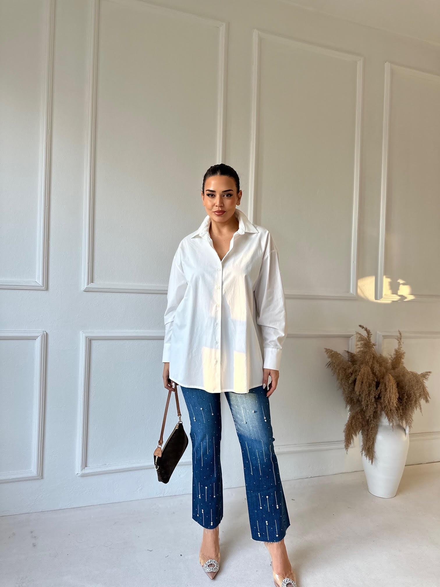 Premium Kalite Orijinal Marka Sırt Detaylı Pamuklu Poplin Gömlek