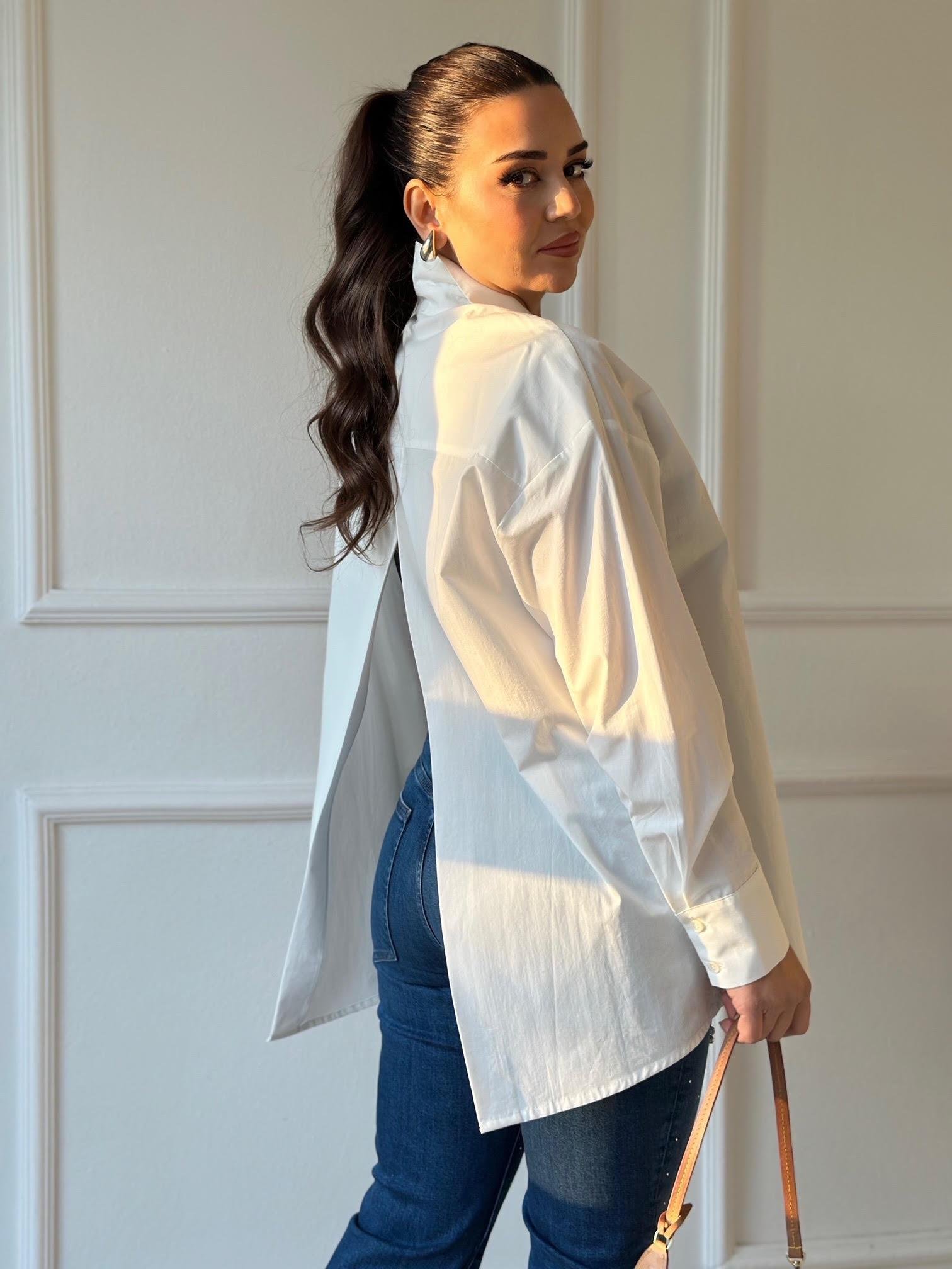 Premium Kalite Orijinal Marka Sırt Detaylı Pamuklu Poplin Gömlek