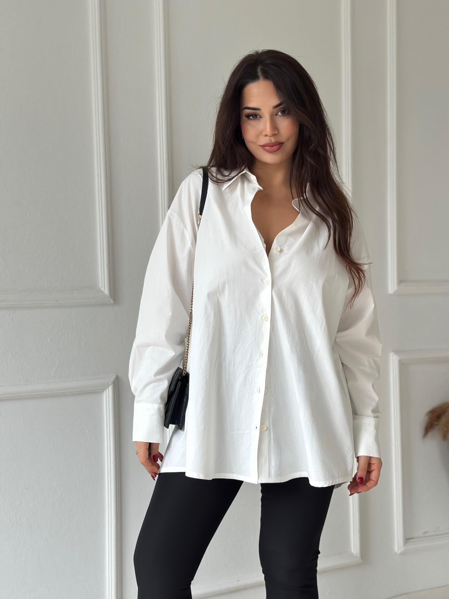 Premium Kalite Orijinal Marka Sırt Detaylı Pamuklu Poplin Gömlek | Nora Butik