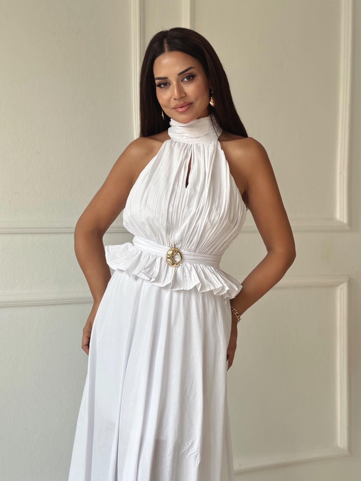 Premium Kalite Pamuklu Halter Yaka Bluz