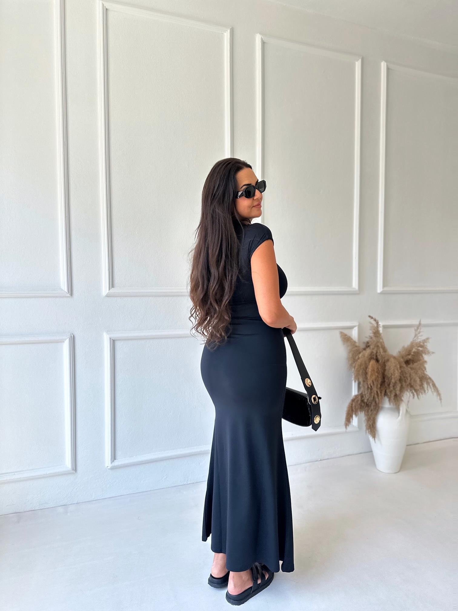 Premium Kalite Yüksek Bel Maxi Etek Siyah